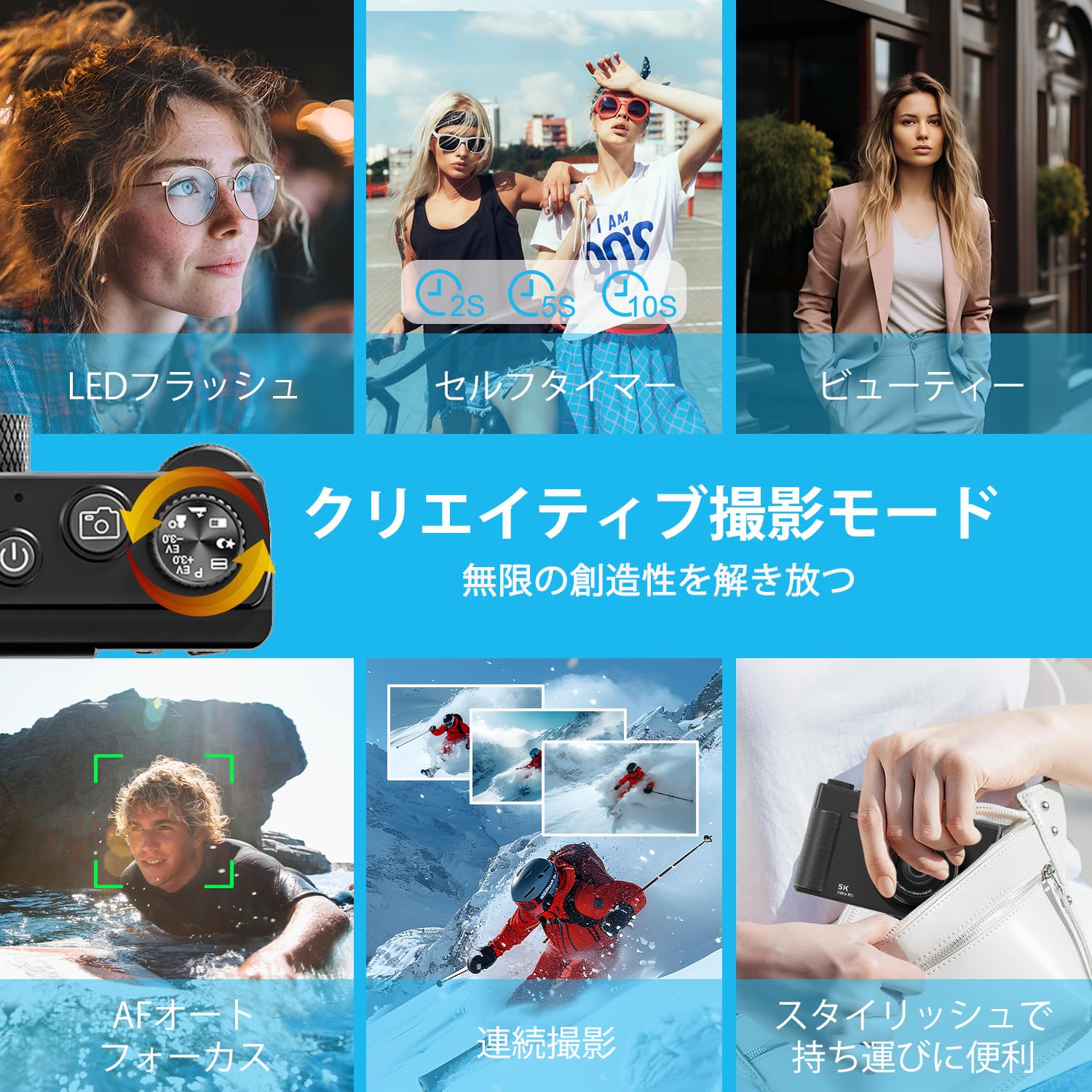 Amazon | デジカメ【5K動画撮影 7500万画素 180°フリップスクリーン