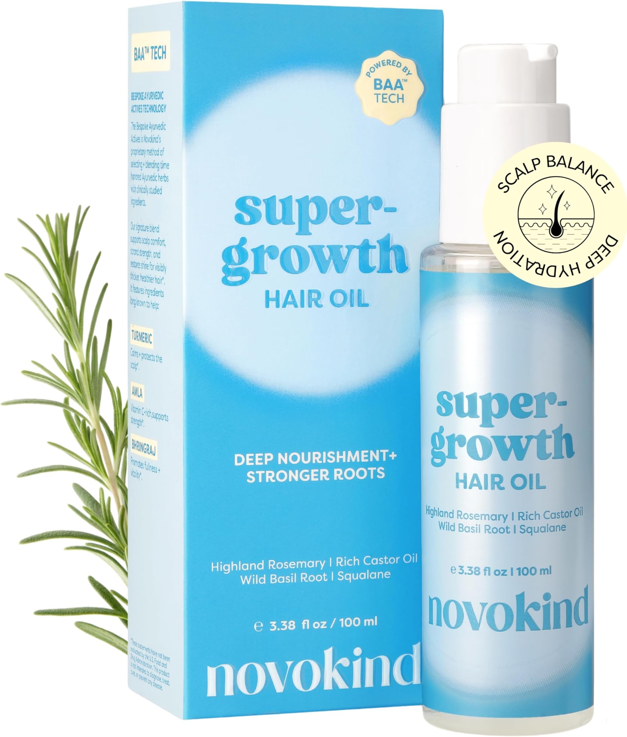 - Rosemary Hair Growth Oil - Scalp Treatment for Thinning Hair, Improves Hair Density, Reduces Breakage & Deep Nourishment | Blended with Castor Oil, Biotin, Turmeric for Men & Women 3.38 fl oz