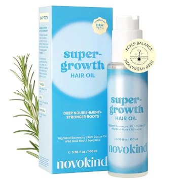 Rosemary Hair Growth Oil - Scalp Treatment for Thinning Hair, Improves Hair Density, Reduces Breakage & Deep Nourishment | Blended with Castor Oil, Biotin, Turmeric for Men & Women 3.38 fl oz