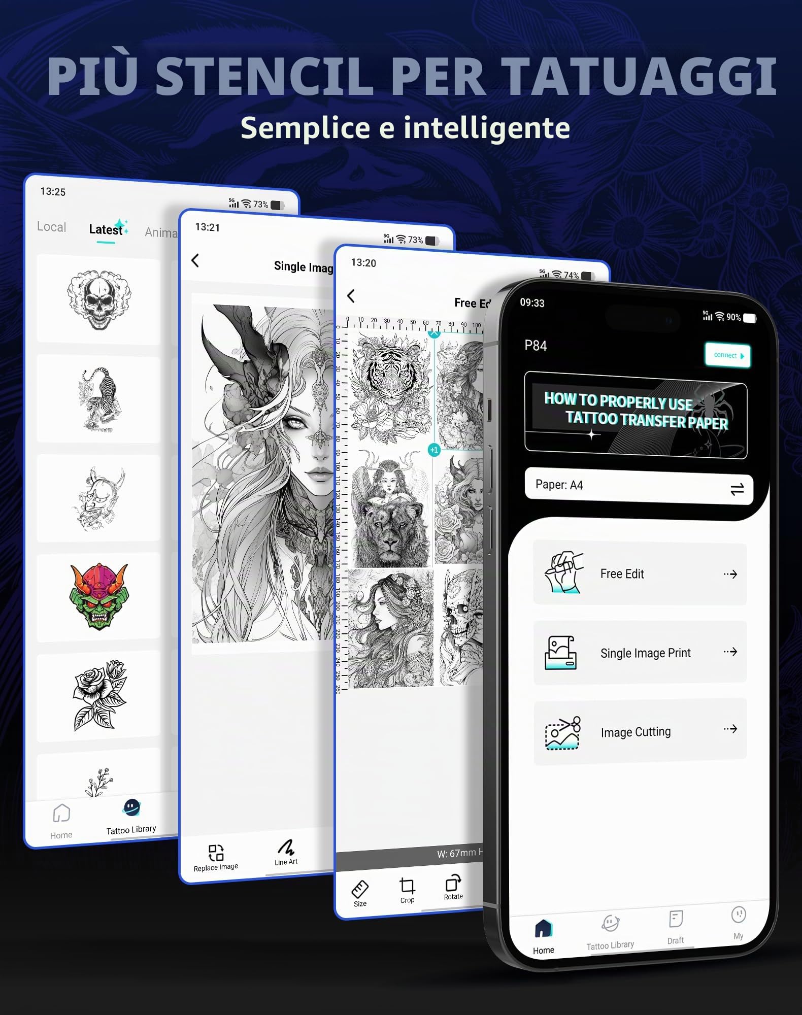 Stampante termica portatile Bluetooth P84 compatibile con iOS, Android, PC, per studi, artisti e principianti
