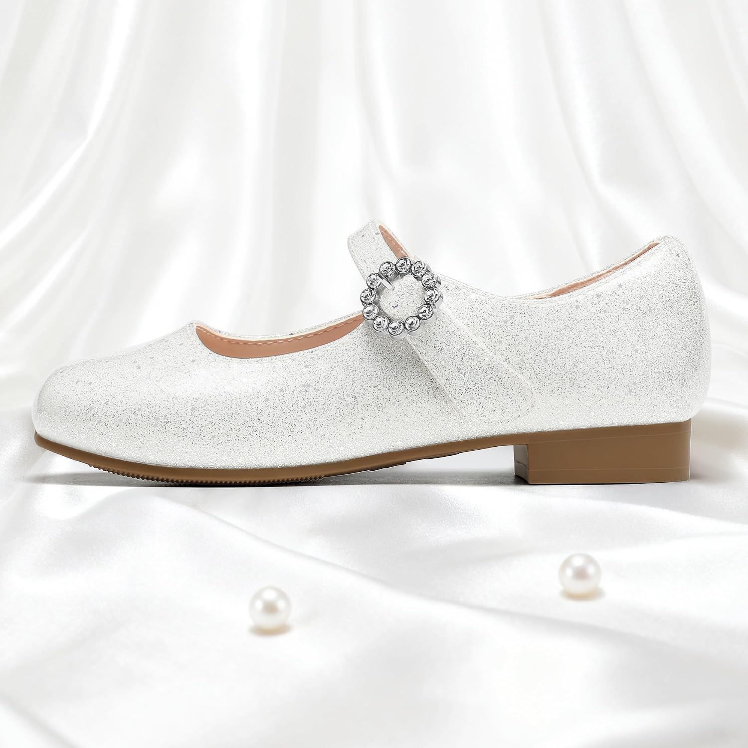 Stelle Girls Dress Shoes Mary Jane Ballet Flats Flower School Shoes for Wedding Party Toddler/Little/Big Kid