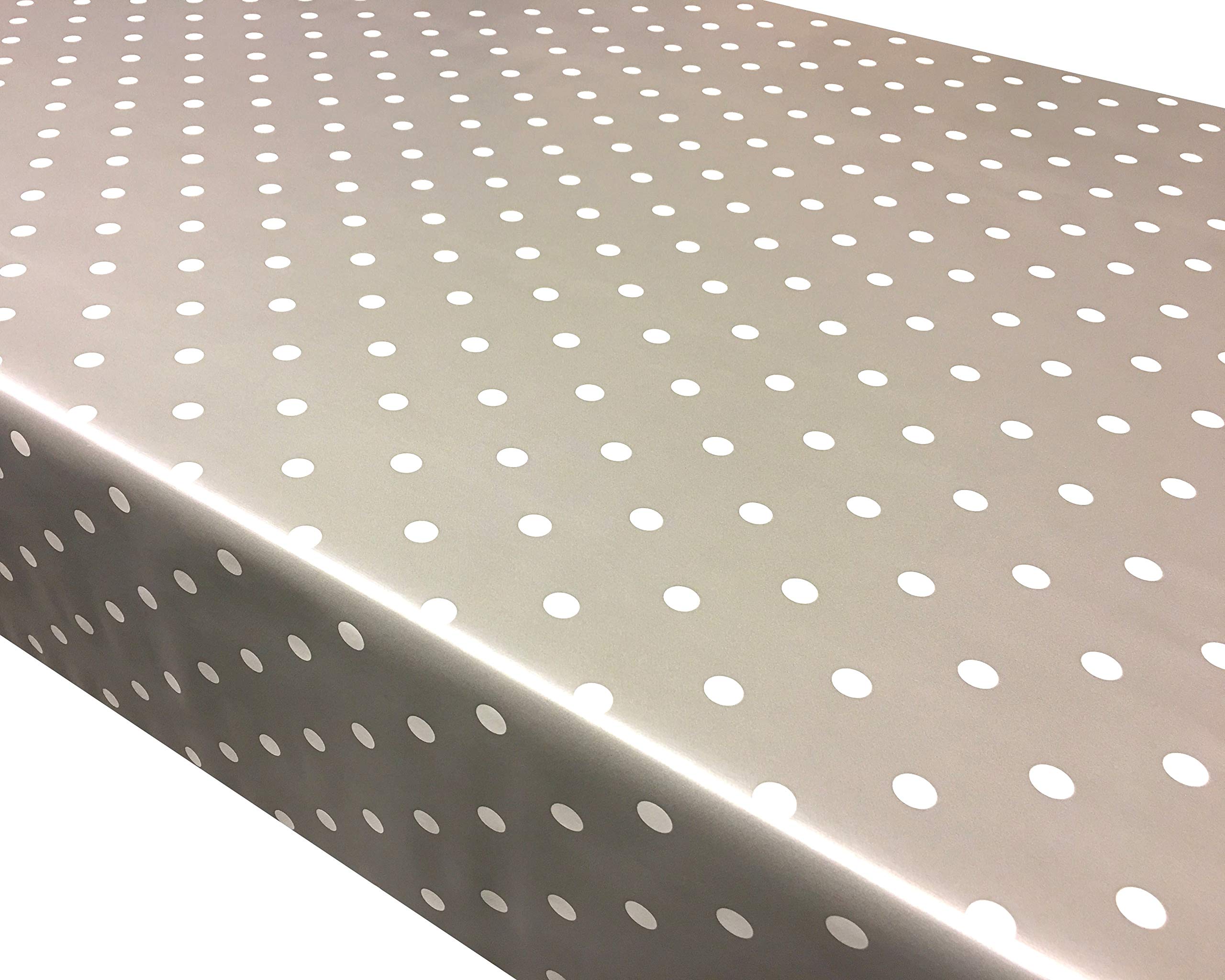 Prestige Tablecloths Silver Polka Dot Spots PVC Vinyl Wipe Clean Tablecloth (Square - 110cm x 110cm)