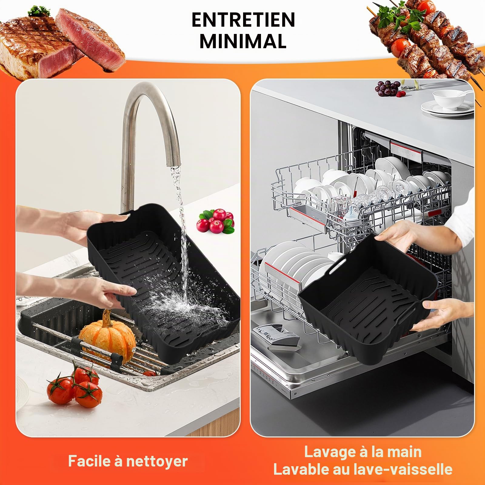 Moule Silicone Air Fryer pour COSORI Foodi Flex 10L Twinfry - 17Pièces Air Fryer Accessoires - 1x10L + 2x5L Silicone Réutilisable Plat, Grille Racks, Accessoires pour Cuisine