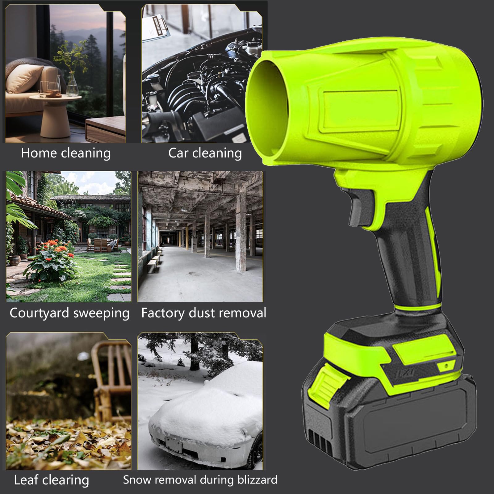 Potente soplador inalámbrico de 1050 W con fuerza de 700 g para una eliminación eficiente de nieve y exteriores