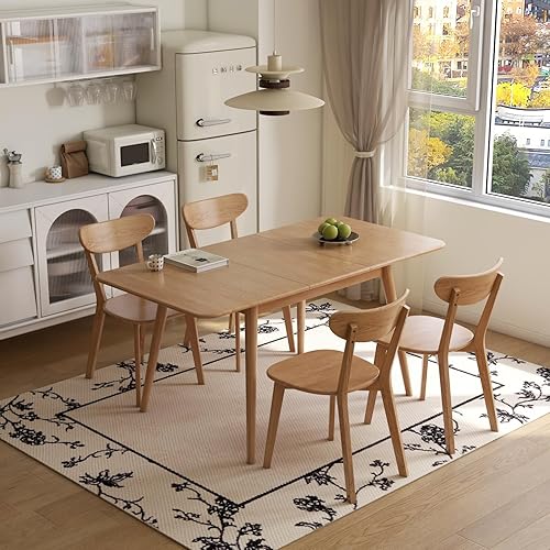 47’’-63’’ 100% Oak Extendable Dining Table and Chairs Set for
