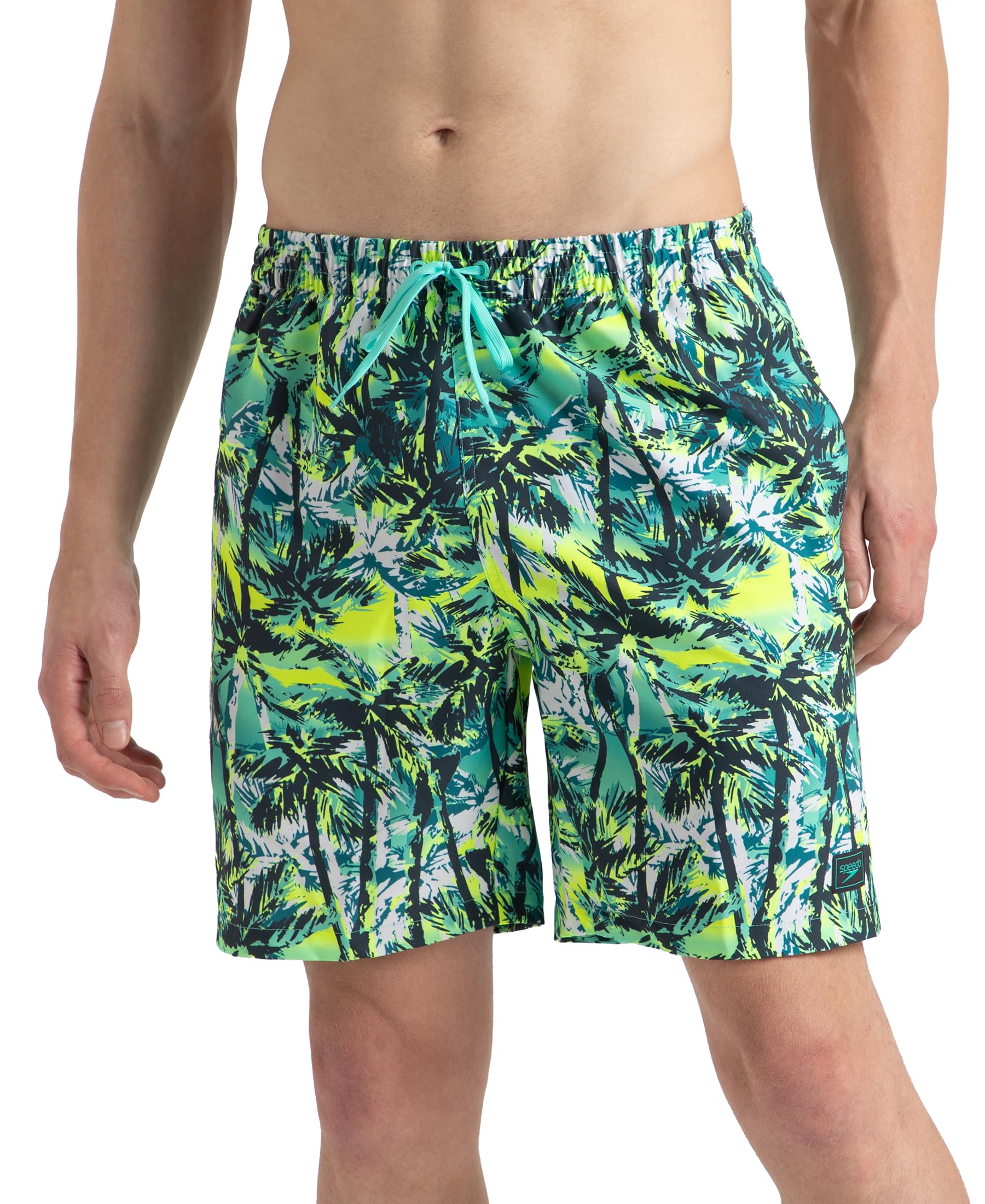 Men's 4 Way Comfort Stretch Essential Printed Watershorts with Side Pockets | 100% Recycled Polyester | Water Repellent | Internal Drawcord | Wide Waistband Swimming Trunks