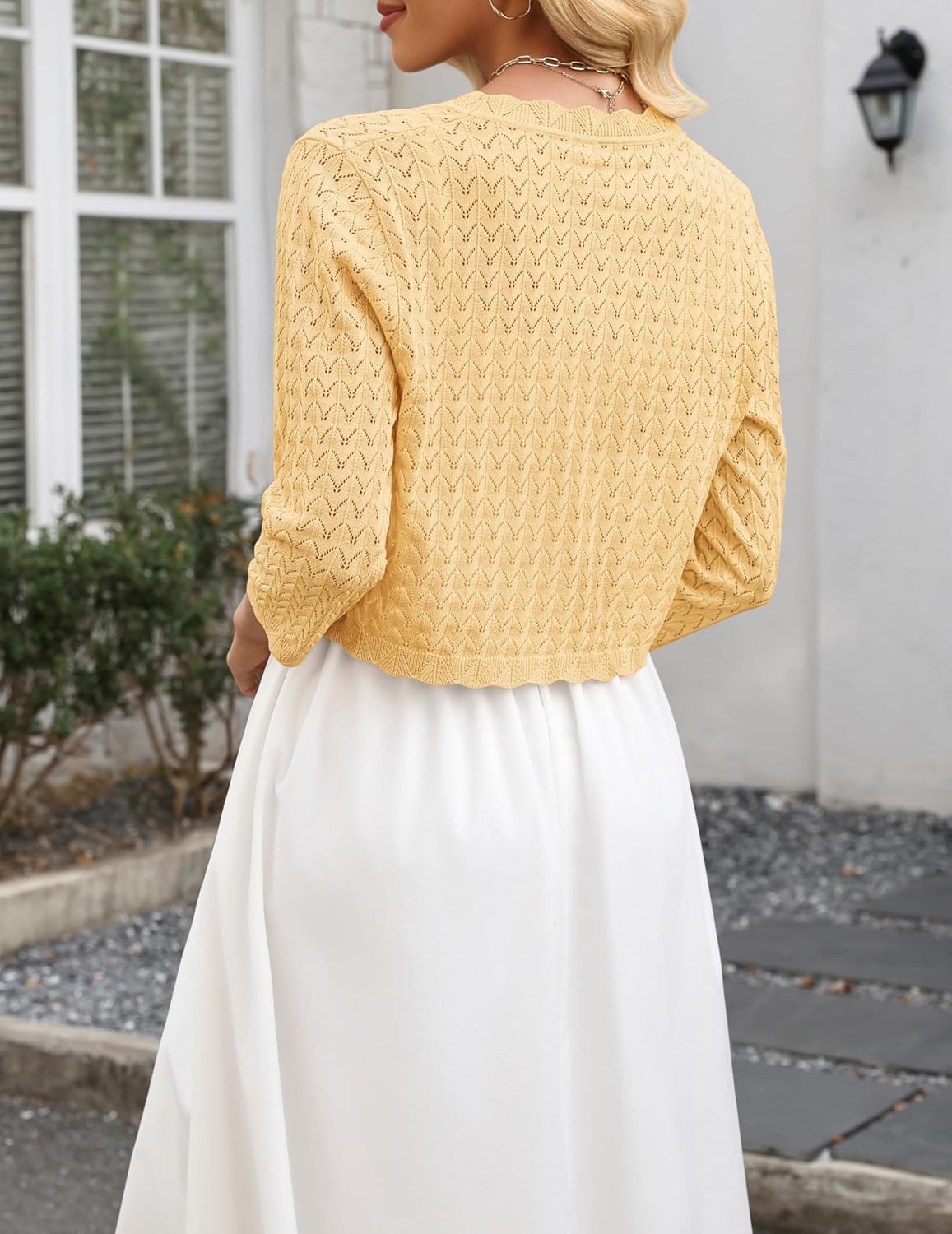 Zeagoo Women's Bolero Shrug Crochet Cropped Cardigan Summer 3/4 Sleeve Lightweight Cardigans for Dress - Image 5