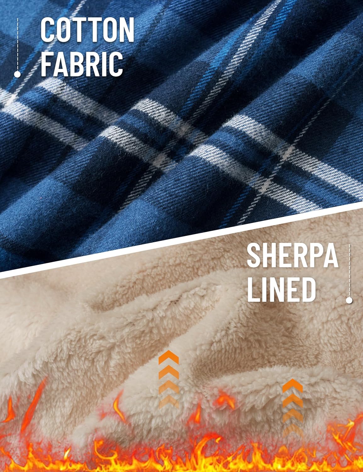 MAGCOMSEN Men's Flannel Shirt Fleece Lined Heavyweight Flannel Jacket Cotton Button Up Plaid Shirt Warm Winter Coat - Image 5