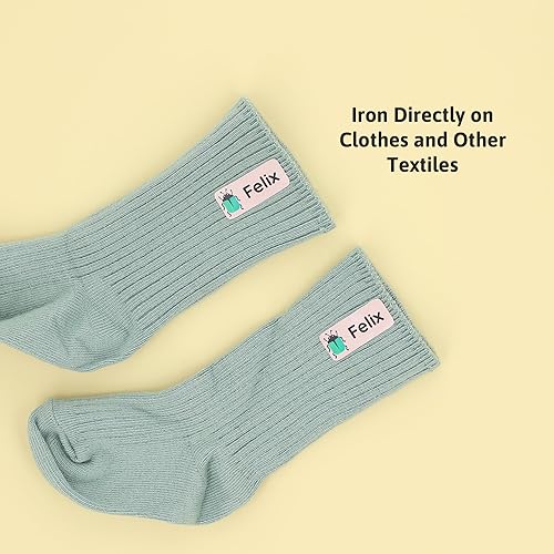 Miniatura 5 de Etiquetas termoadhesivas con nombre para ropa (120 unidades, 1.2 x 0.5 pulgadas) - Etiquetas personalizables para ropa, seguras para la ropa sucia y