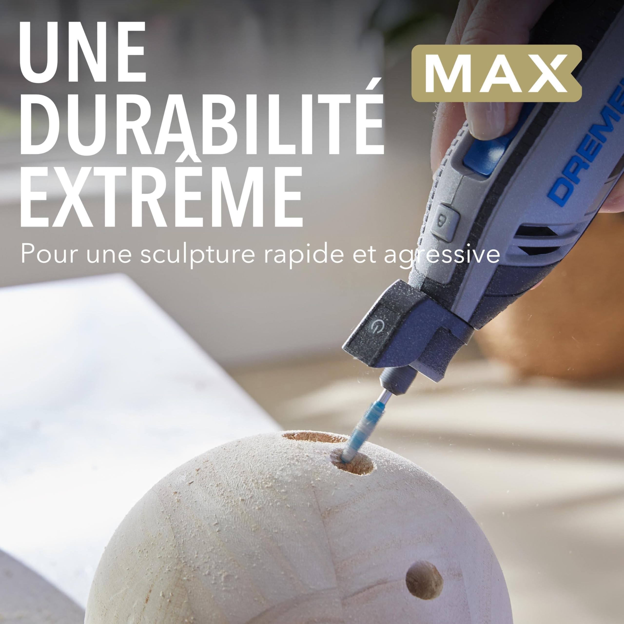 Dremel Max High Performance Power Carving Bit (9952), matériau : acier inoxydable, « cône » de 6,35 mm de large pour sculpter des trous profonds dans le bois, le plastique, la mousse EVA et le
