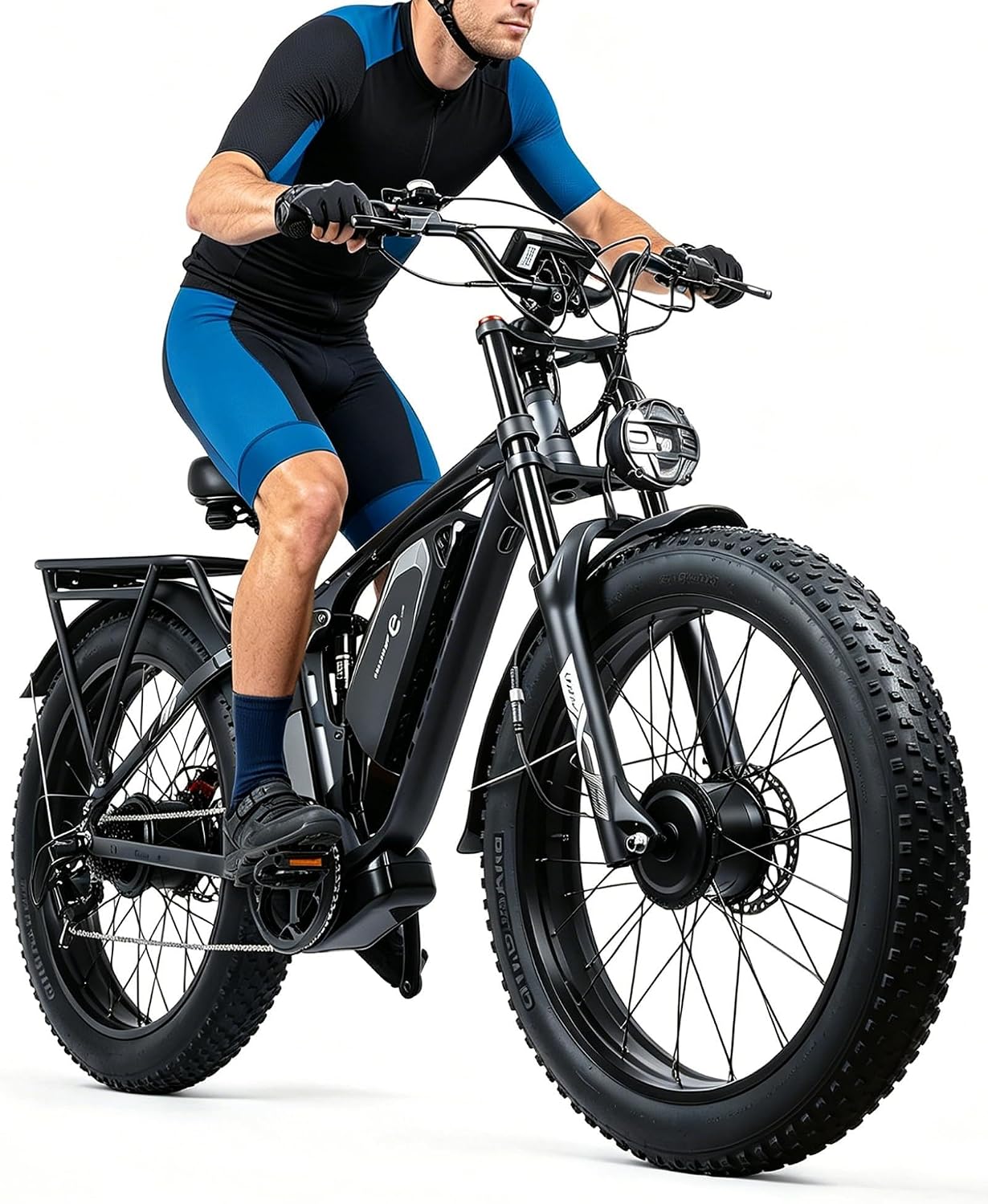 26" Fat Tire Electric Bike for Adults, Up to 35MPH & 60-100+ Miles Long Range Ebike, Dual/Single Motor All Terrain Mountain Bike w/ Removable Battery & Lockable Suspension for Snow Off-Road Commute