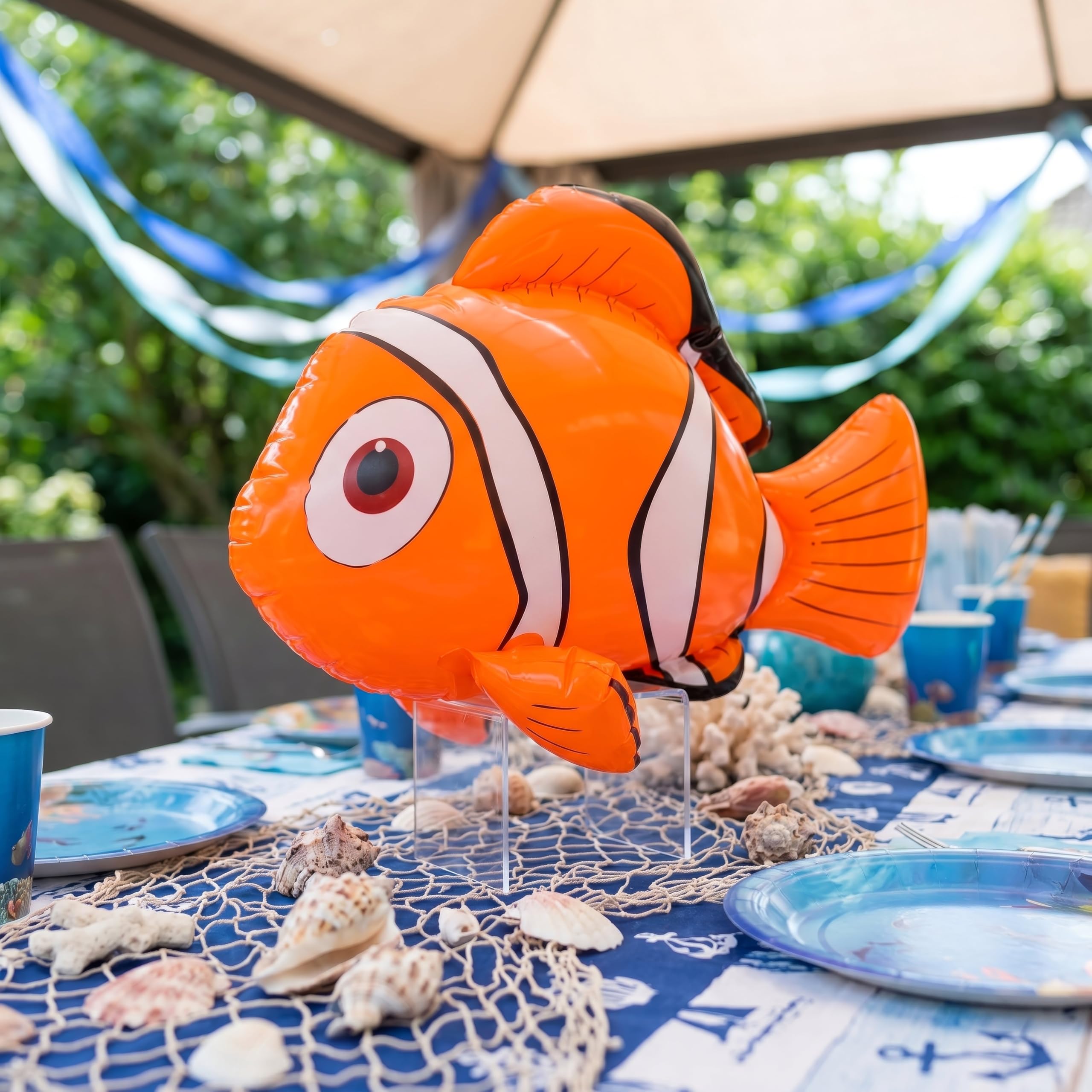 Pez Payaso Inflable De 45 Cm – Pams, Ideal Para Decoración De Fiestas, Piscina Y Juegos De Verano