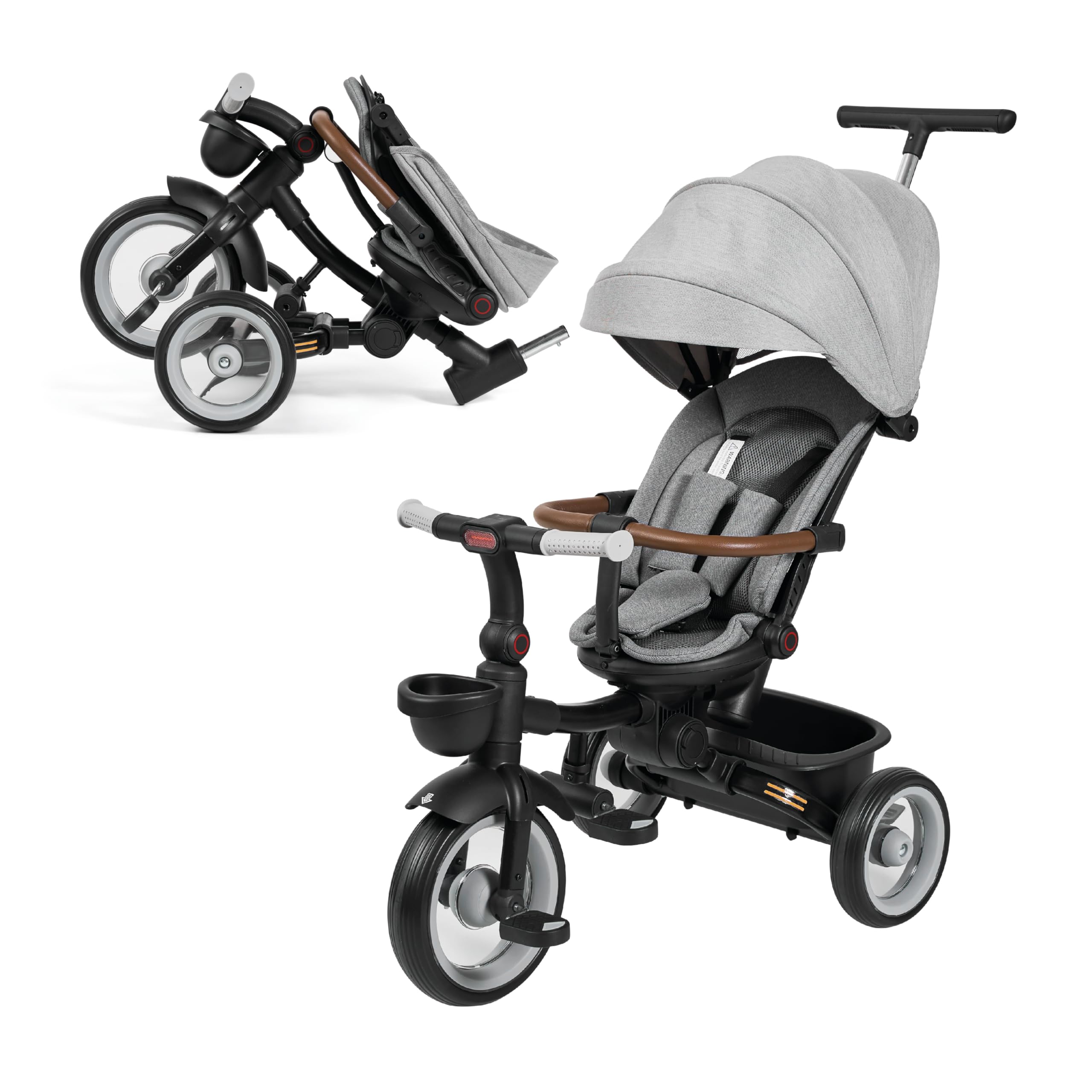MS BabyWorld PEDALIN - Ewolucyjny trójkołowiec dziecięcy składany 1-5 lat z odchylanym i odwracalnym siedzeniem – towarzyszy wzrostowi dziecka, 5-punktowy bezpieczny hamulec i pas oraz drążek ochronny