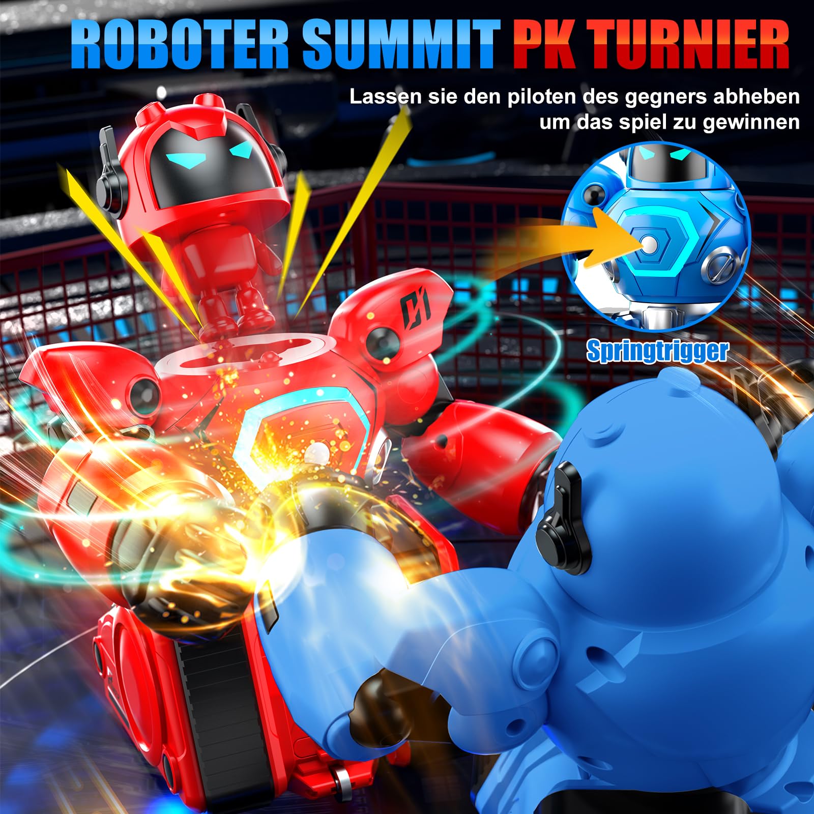 JONRRYIN Ferngesteuerte Roboter Kampf, 2 Stück RC Kampfroboter Spielzeug mit LED Licht und Musik, Ferngesteuertes Fußball Box Roboter, Geschenke für Jungen Mädchen