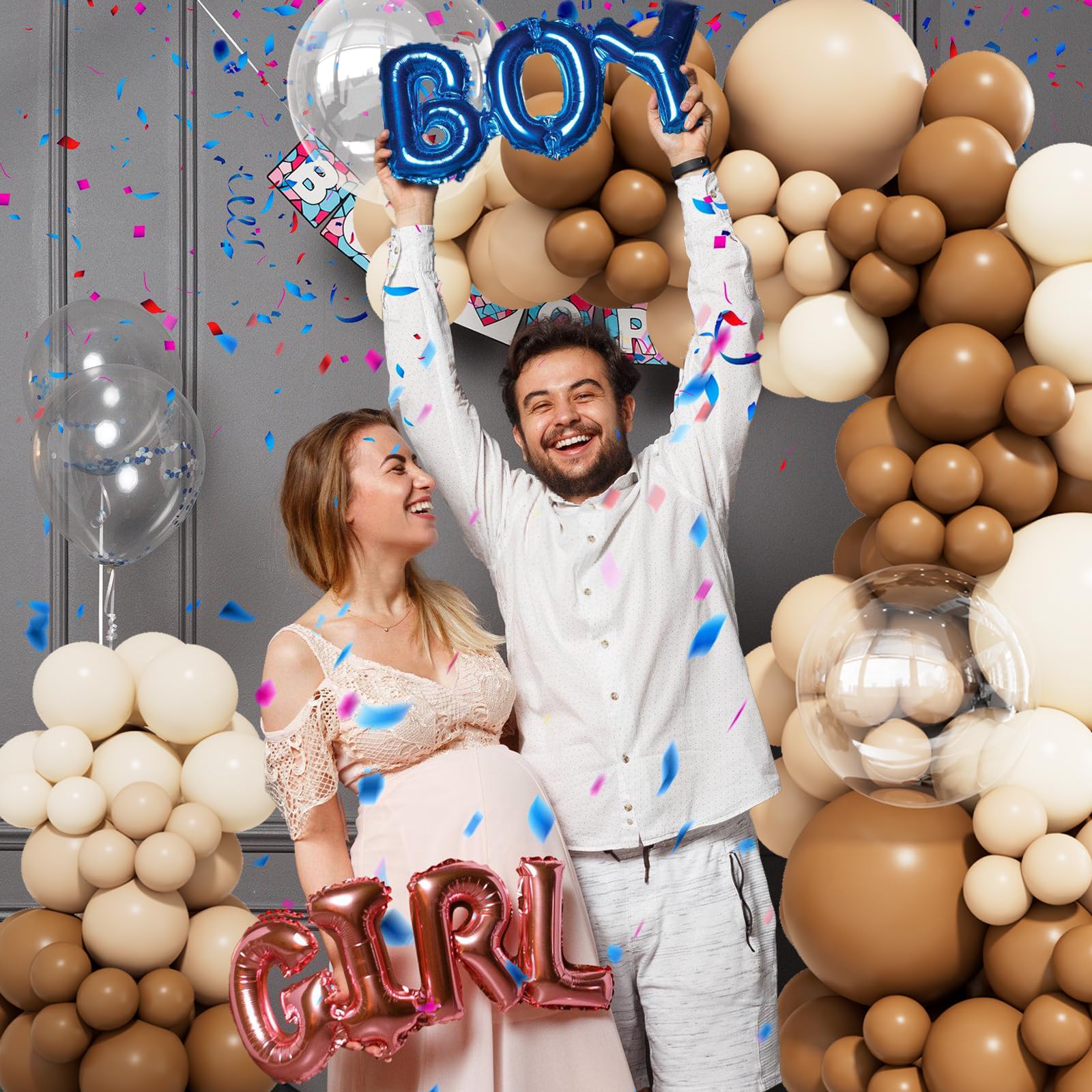 Kit de arco de globos de color marrón, kit de arco de guirnalda de globos de diferentes tamaños, marrón, beige, nude, bronceado, blanco, arena, globos para decoración de oso netural, baby shower