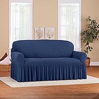 Vista 2 de Collections Etc Funda con volantes cuadrados texturizados azul marino