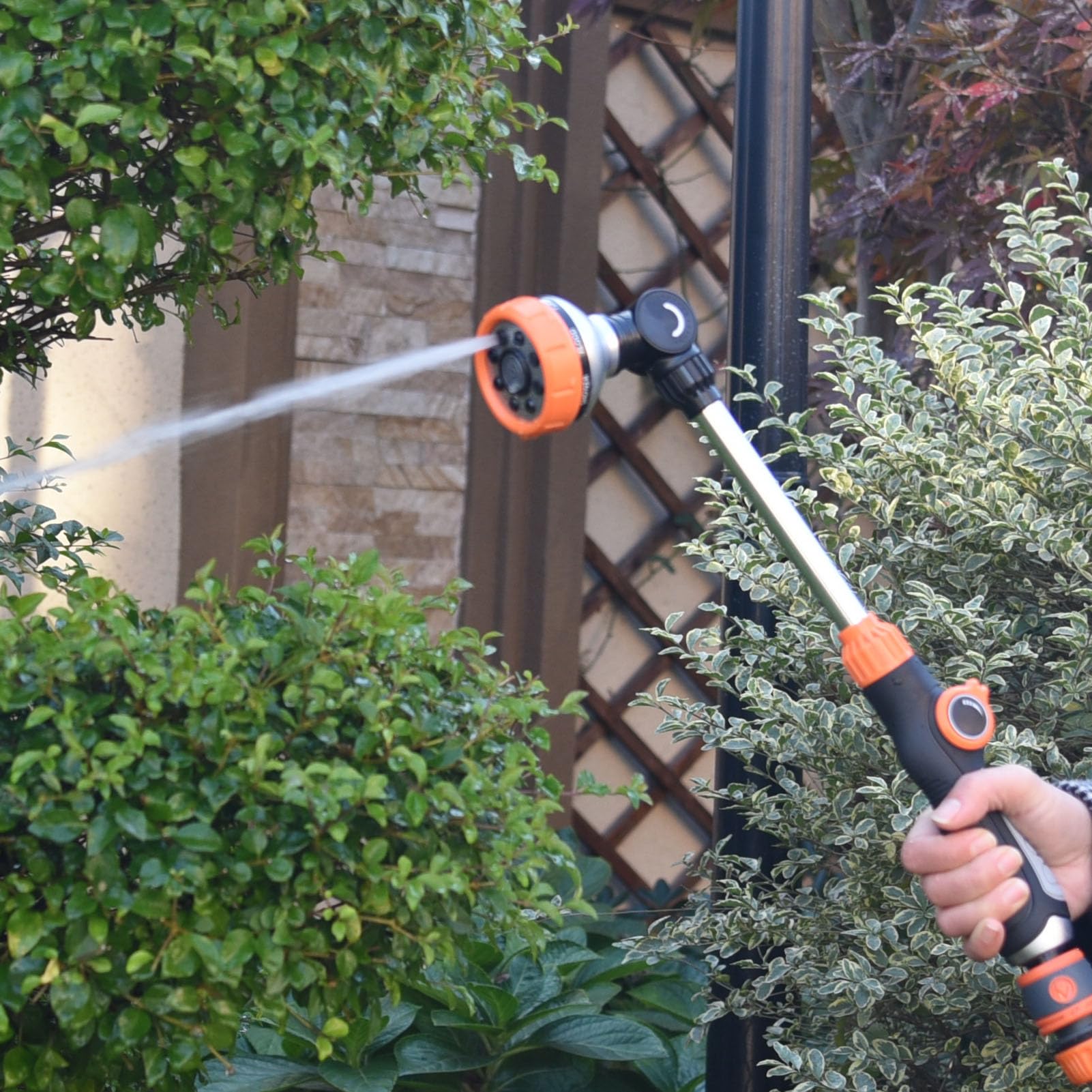 Garden Hose Wand, 8 Spray Modes Lightweight Aluminum Ergonomic Handle, Powerful Water Spray Function, ABS TPR, Aluminum, for Home Garden Irrigation, Flower Watering, Car Washing