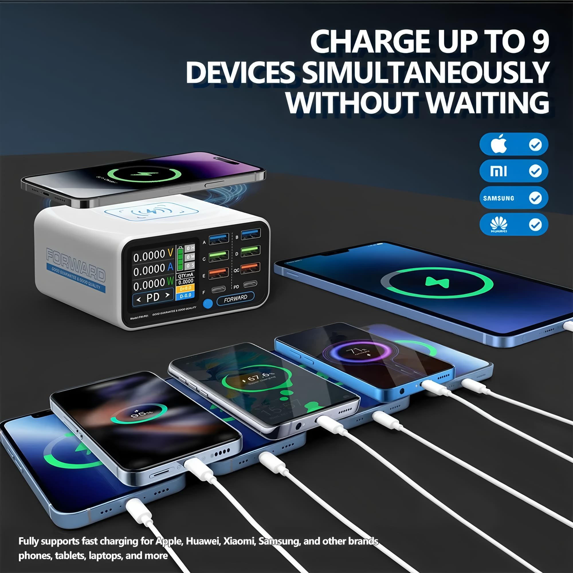 Forward FW-P01 65 W Multi-Port Smart Fast Charger z 8 portami USB