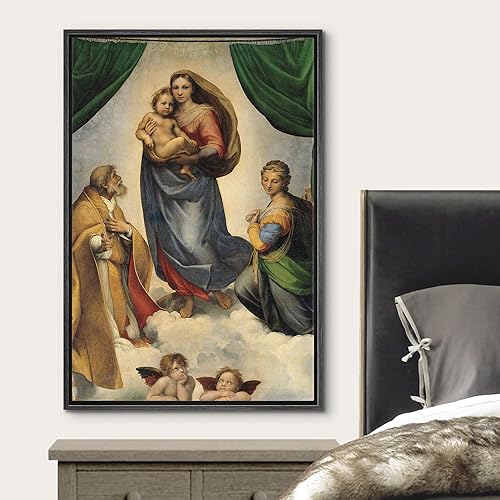 Miniatura 3 de wall26 Lienzo enmarcado para pared, capilla sixtina Madonna de Raphael People, ilustraciones históricas, bellas artes, tradicional, escénico,