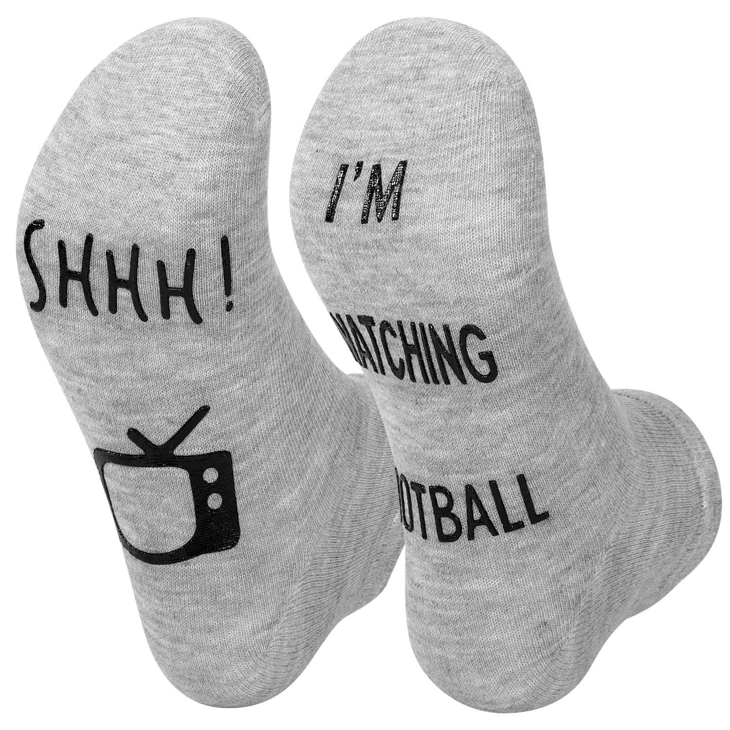 Vinsani Women's Grey/Black Vinsani® "Shhh I'm Watching Football Funny Ankle Socks For Football Fans, Sports Lovers, Christmas, Birthday Gift – Unisex, Soft Cotton, Fits Uk Sizes 4-10, For Sports Lovers