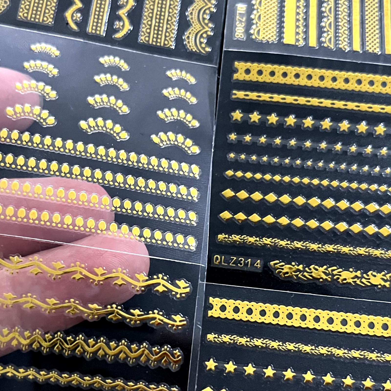 Amazon.com: 30 Sheets Gold Line Nail Art Stickers Gold Lace Nail