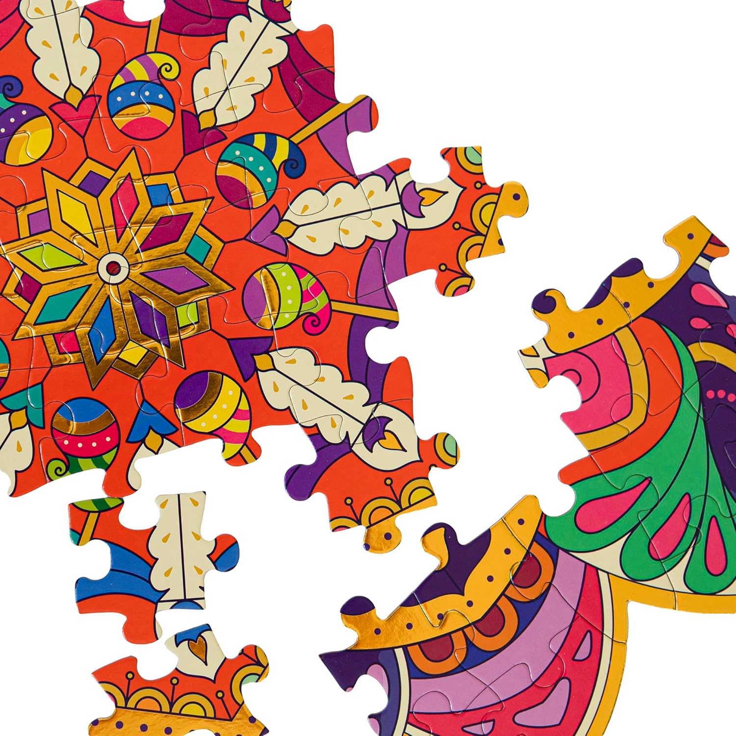 Family Rangoli Diwali Puzzle - 150 Piece, Kulture Khazana, 32" Across, Tabletop Puzzle, Holi, Indian Culture, Ages 7+