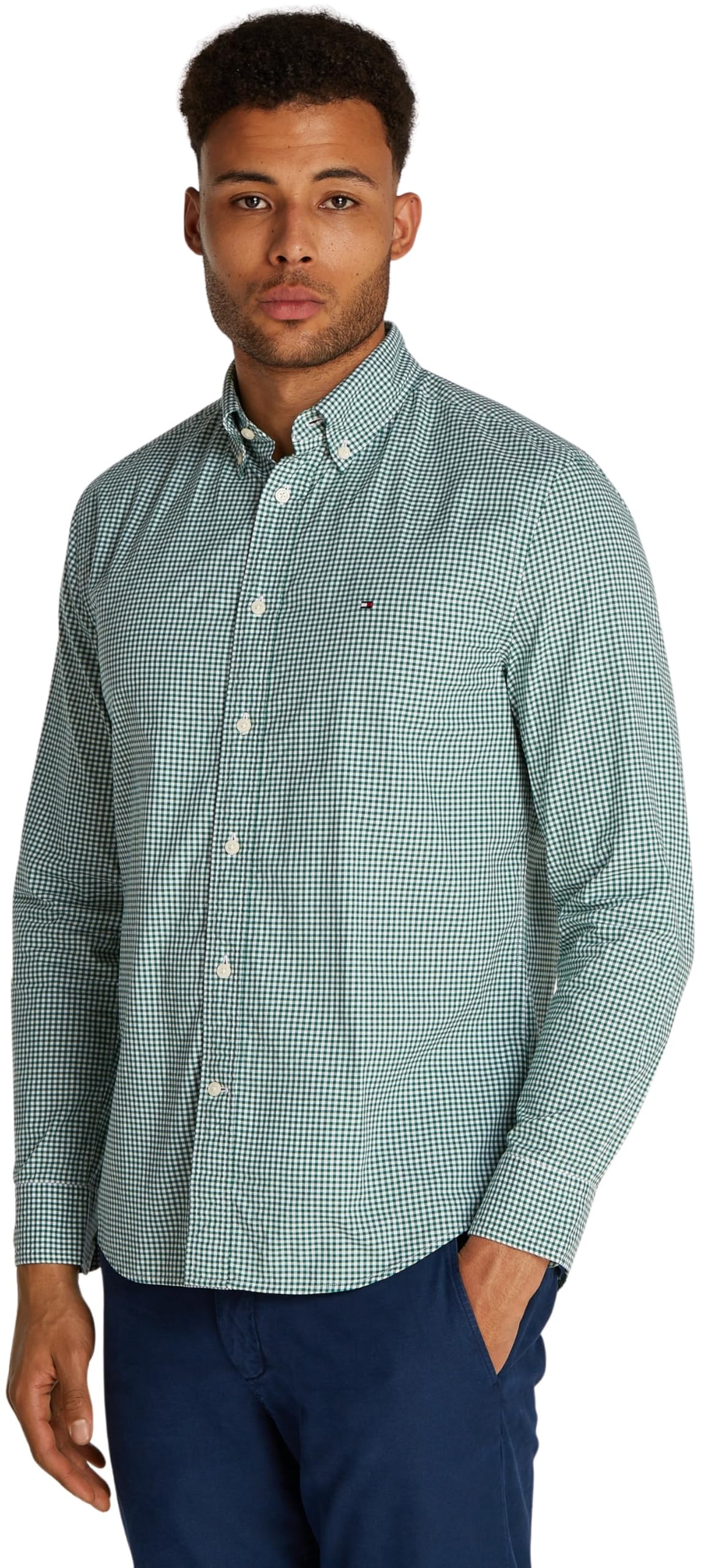Tommy Hilfiger Camisa Hombre Flex Poplin Gingham Regular Fit