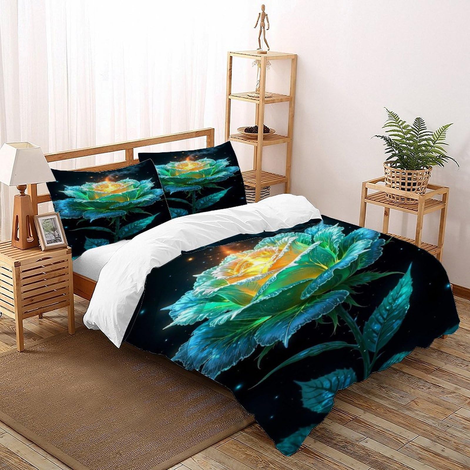 Housse de couette 200x200cm au motif Rose Lumière pour transformer l'ambiance de votre lit