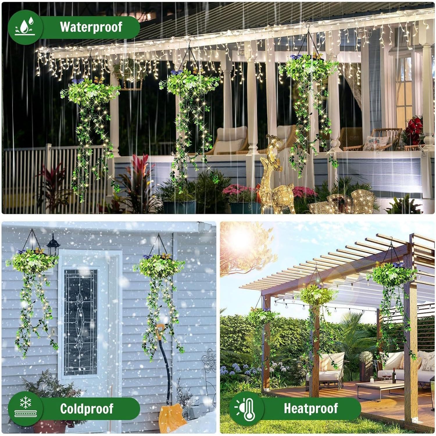 Solar-Powered Hanging Milan Grass Light, Solar Hängende Gartenleuchten, Künstliche Schmetterling & Pflanze mit LED Lichterketten, IP65 Wasserdicht Solarlampen für Außen, Terrasse Gartendeko (2PCS)