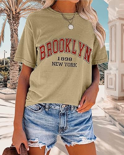 Miniatura 2 de TAKEYAL Camisetas gráficas de Los Ángeles para mujer, camiseta de manga corta con estampado de letras de California