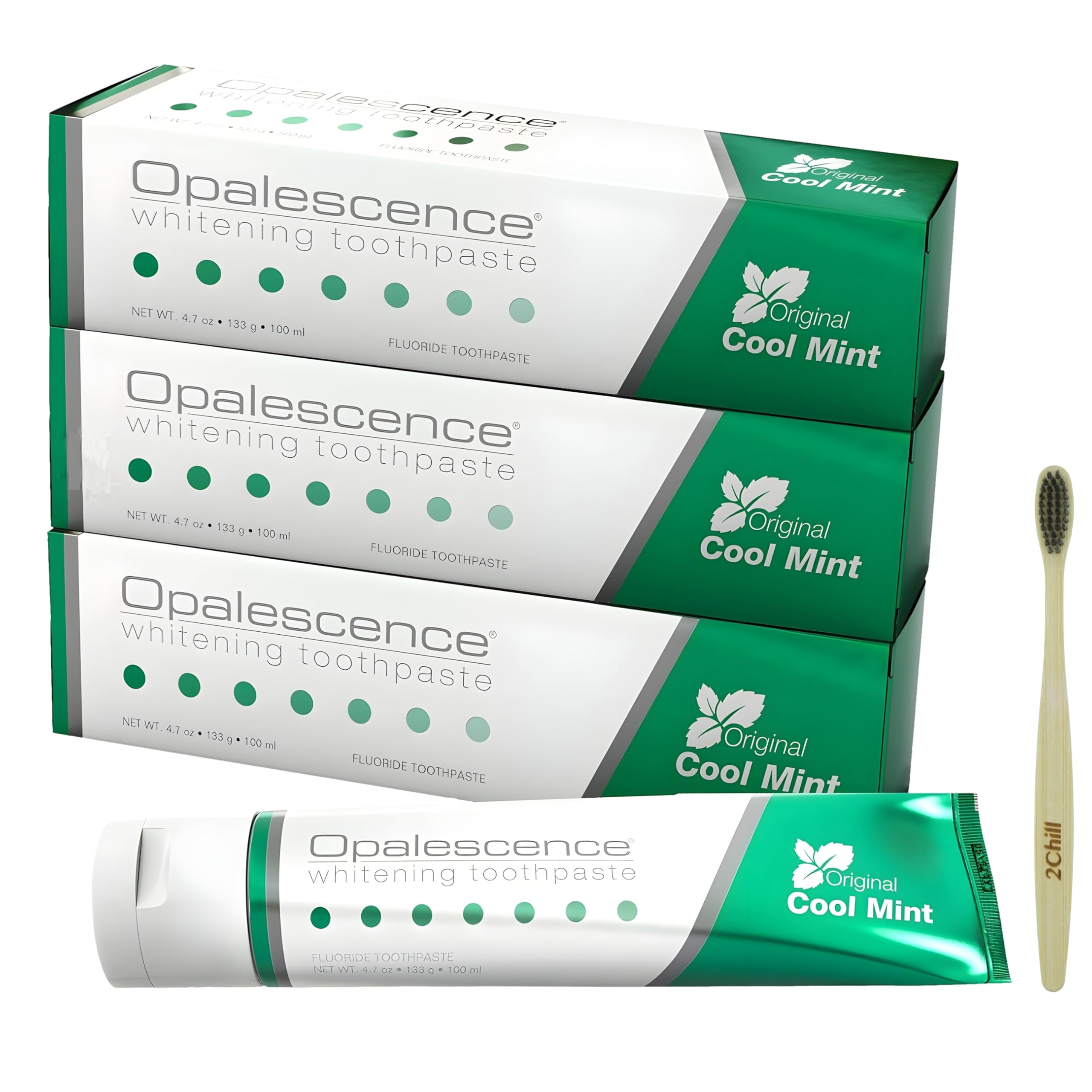 Opalescence Whitening Toothpaste Original Formula (Pack of 3) - Oral Care, Mint Flavor, Gluten Free - 4.7 Ounce. Includes Toothbrush- Developed by