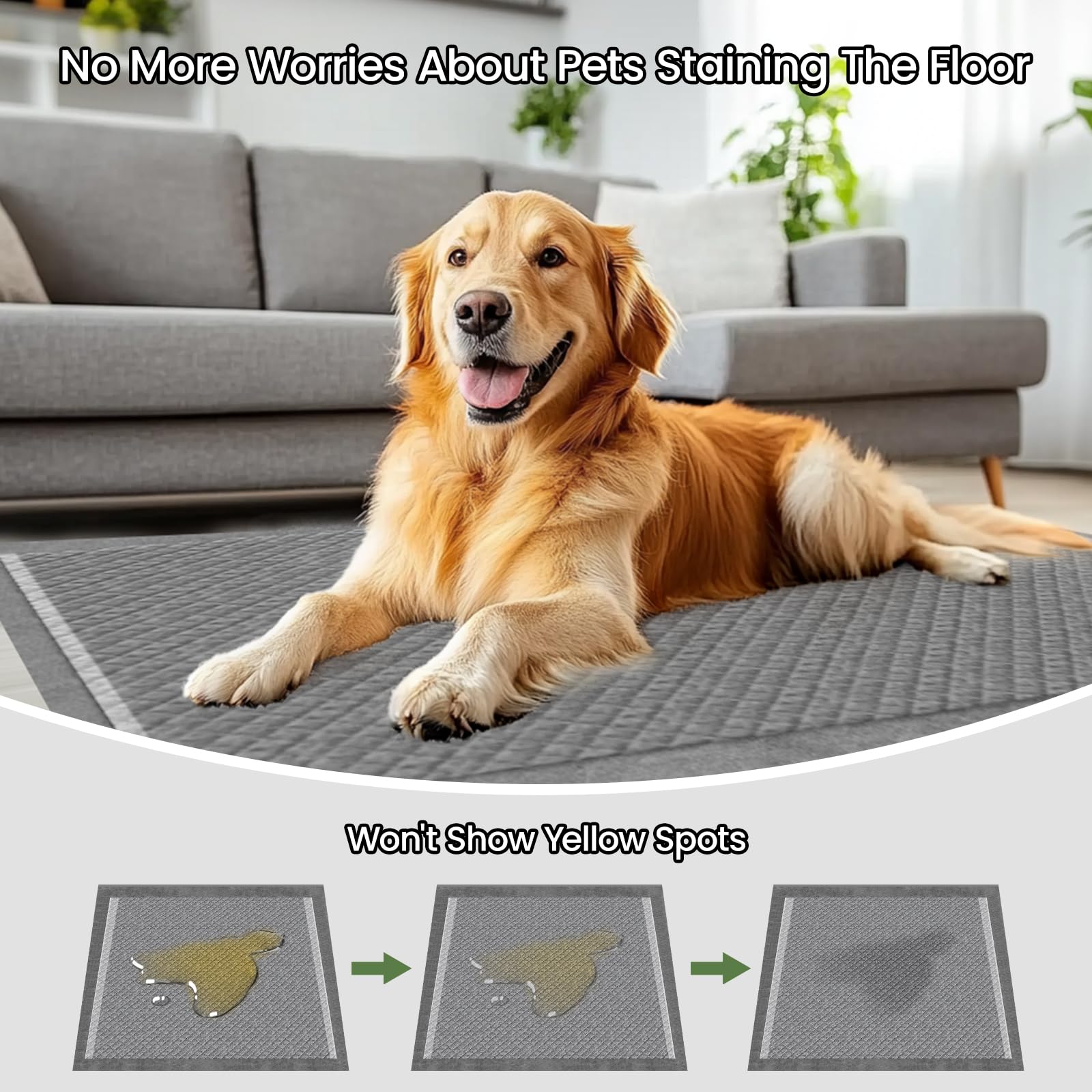 Empapador, Almohadillas para Orina de Perro, Extra Grandes de 30 x 36 Pulgadas, Almohadillas de Carbón para Cachorros, 50 Unidades, Desechables, de Carbón Activado, Súper Absorbentes