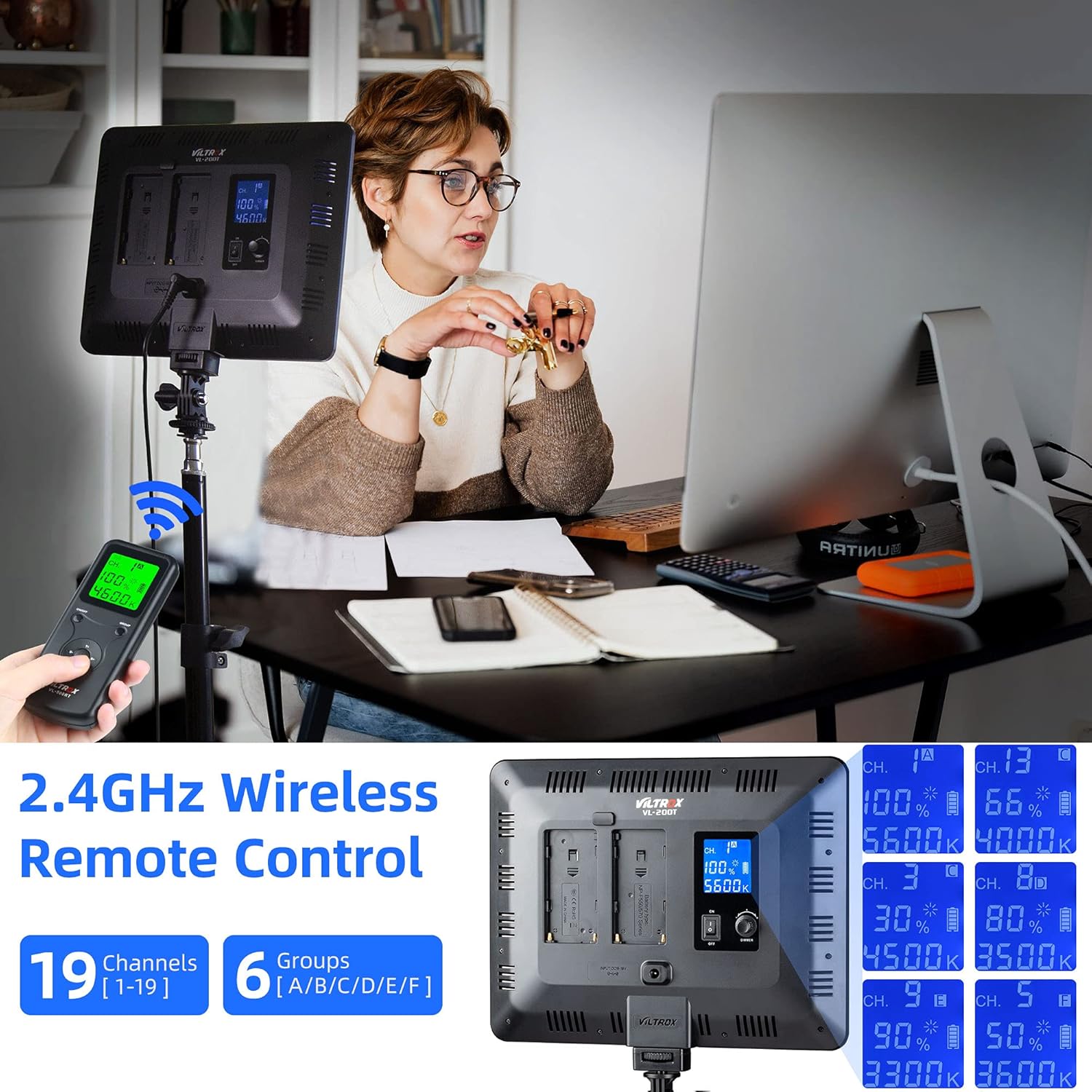 Crazy Clearance VILTROX VL-200T Bi-Color Dimmable LED Video Light with Remote Wireless Control,Ultra Thin 3300-5600K CRI95+ Studio Photography Panel for Photography TikTok YouTube Twitch Live Streaming Zoom Meeting Buy 1 get 1 VILTROX VL-200T Bi-Color Dimmable LED Video Light with Remote Wireless Control,Ultra Thin 3300-5600K CRI95+ Studio Photography Panel for Photography TikTok YouTube Twitch Live Streaming Zoom Meeting