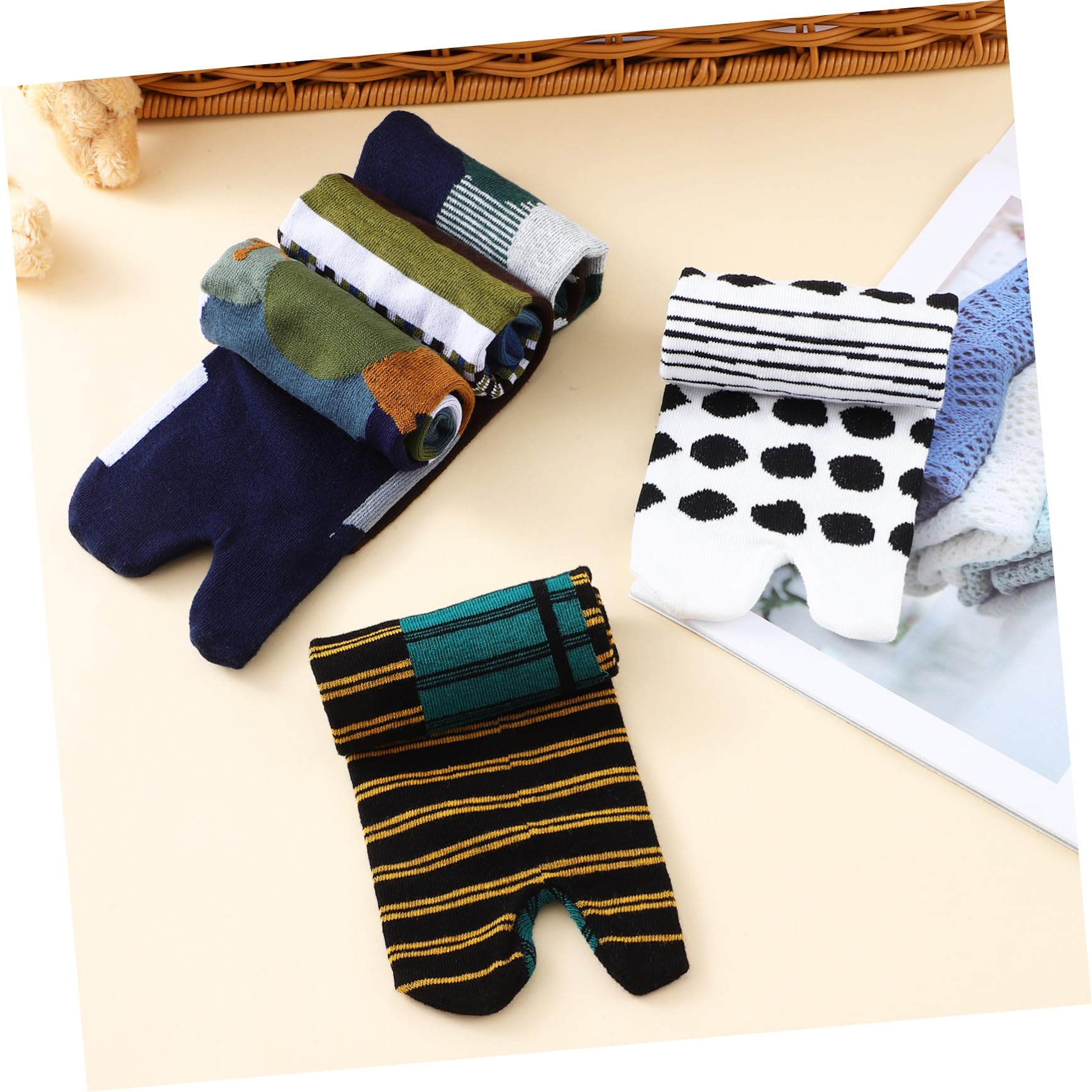 BESPORTBLE 10 Paar Tabi Zehensocken aus Elastischer Baumwolle für Damen und Herren Atmungsaktive und Praktische Socken für Schuhe und Sandalen