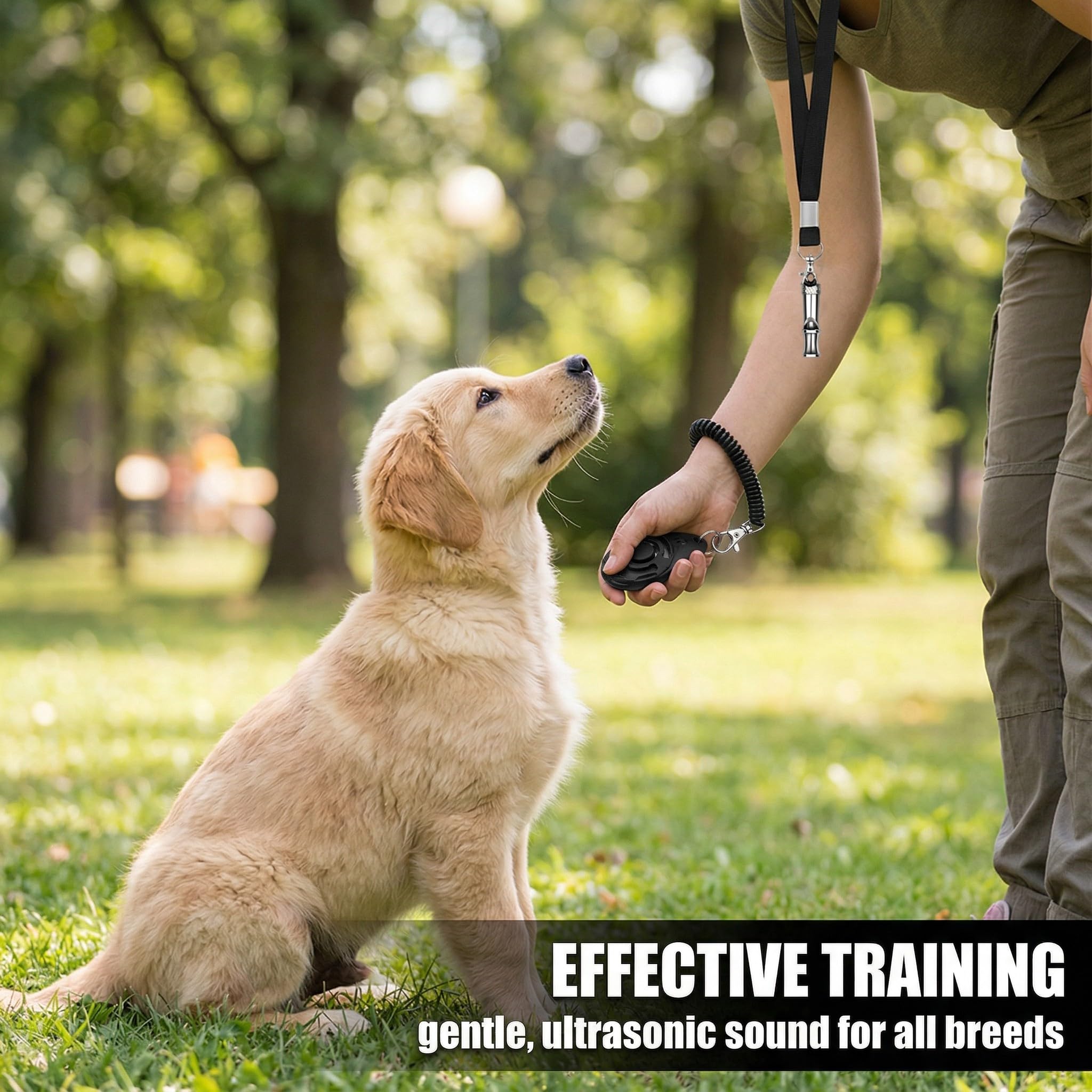 Fischietto per Cani ad Ultrasuoni Silenzioso, Frequenza regolabile Fischietto per addestramento cani, Adatto per la maggior parte delle razze – 2 Pezzi, Nero