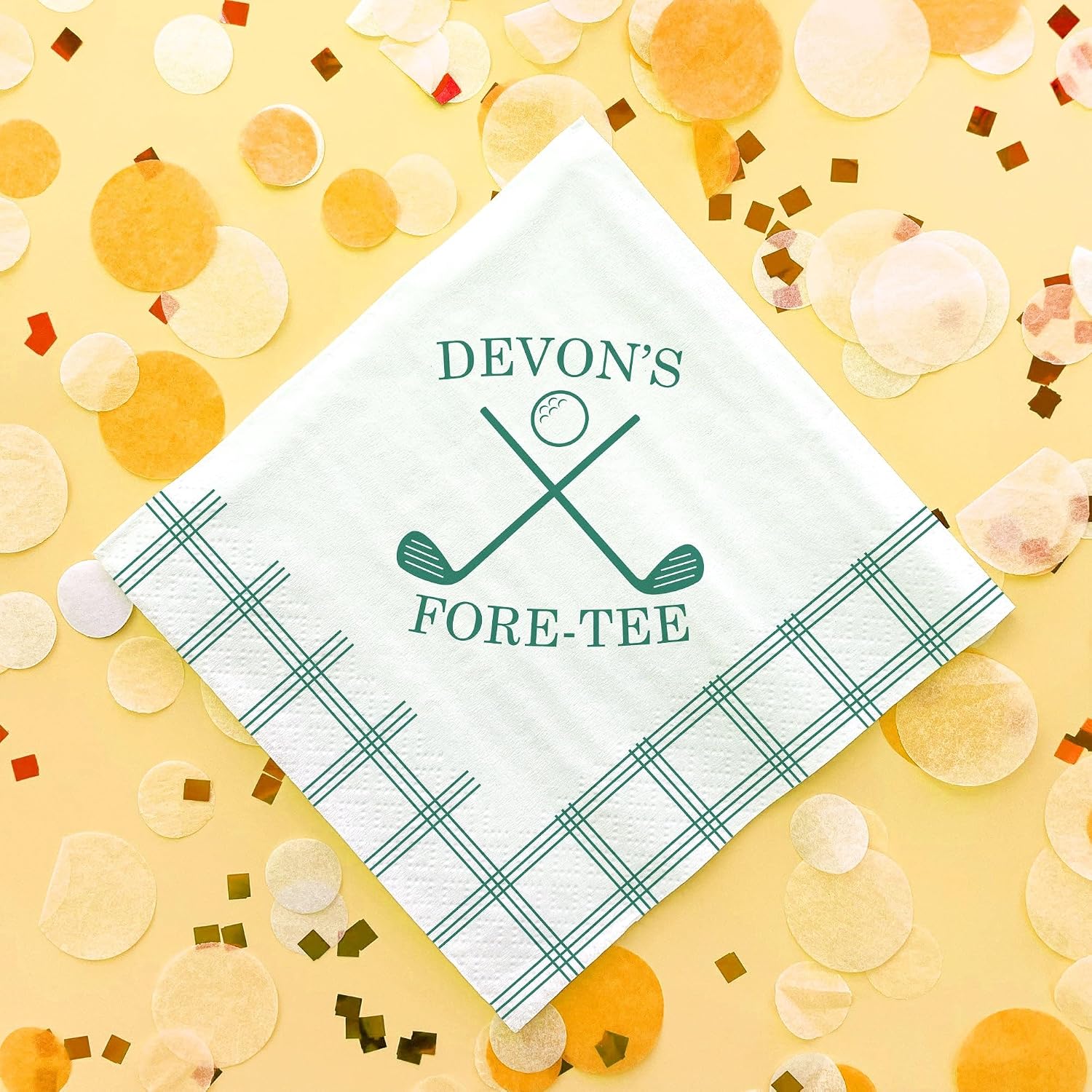 Big Dot of Happiness Personalized Golf Napkins, Custom Name Golfer Sports Birthday or Retirement Party Decor, White 3-Ply Paper Beverage Napkins - 50 Count
