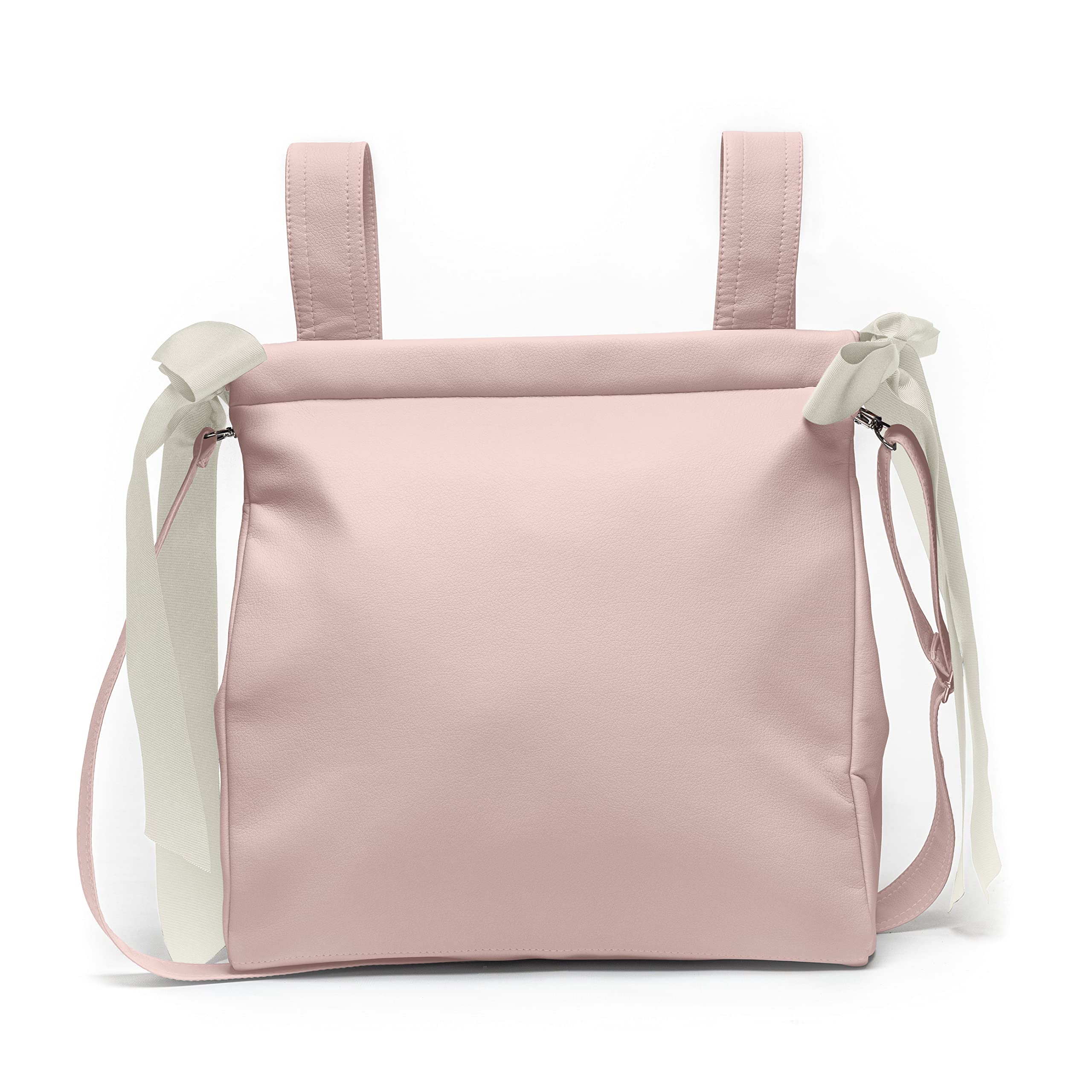 Bolsa panera de polipiel personalizada con nombre bordado - Bolso carro - Talega carrito de bebé - Rosa maquillaje - Nenel