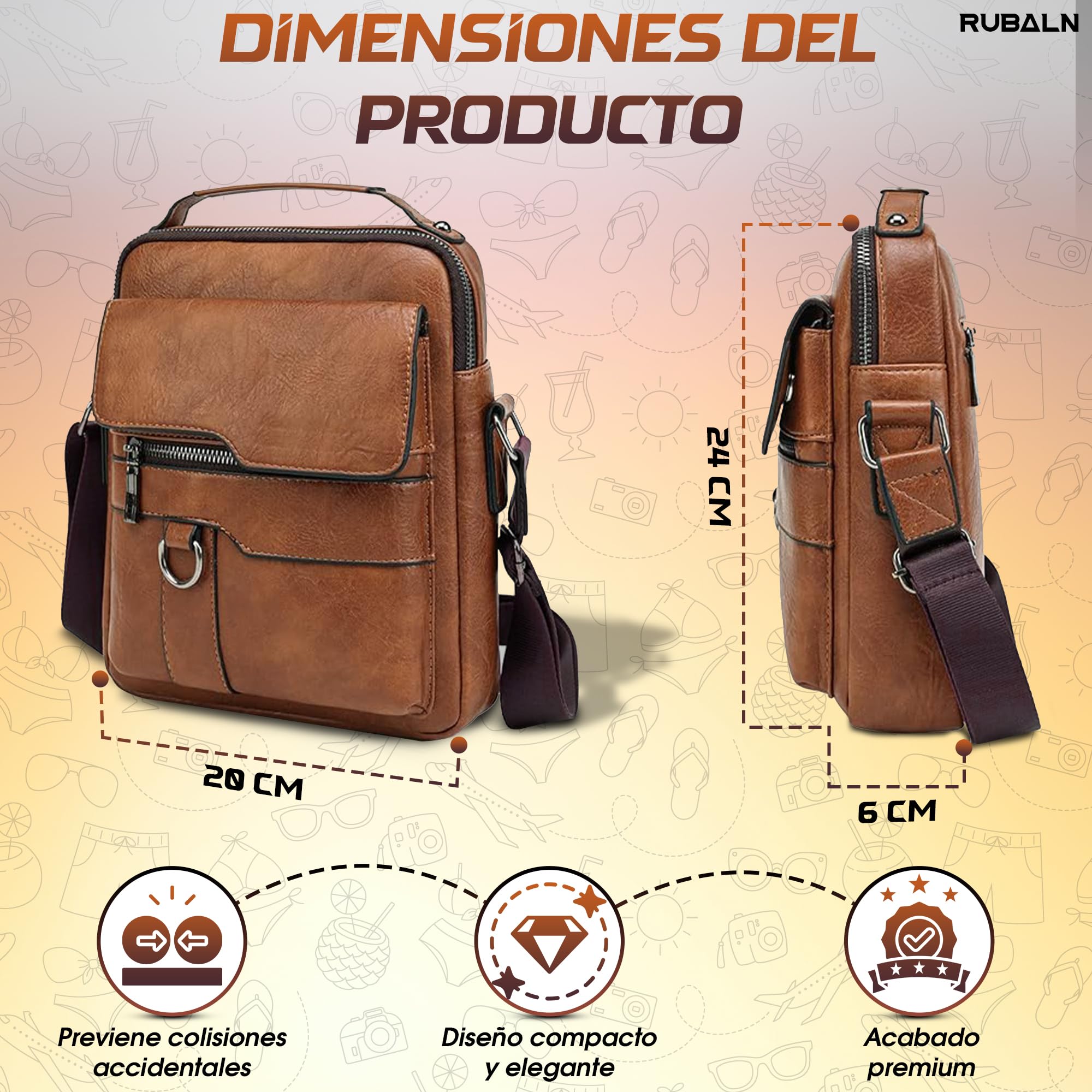 ️Bolso Hombre de Piel Sintética Elegante+funda gafas de regalo–Bolso Hombre Bandolera - Bolsos Hombre-Mariconera hombre-Compacto-para Regalo- Ideal uso diario