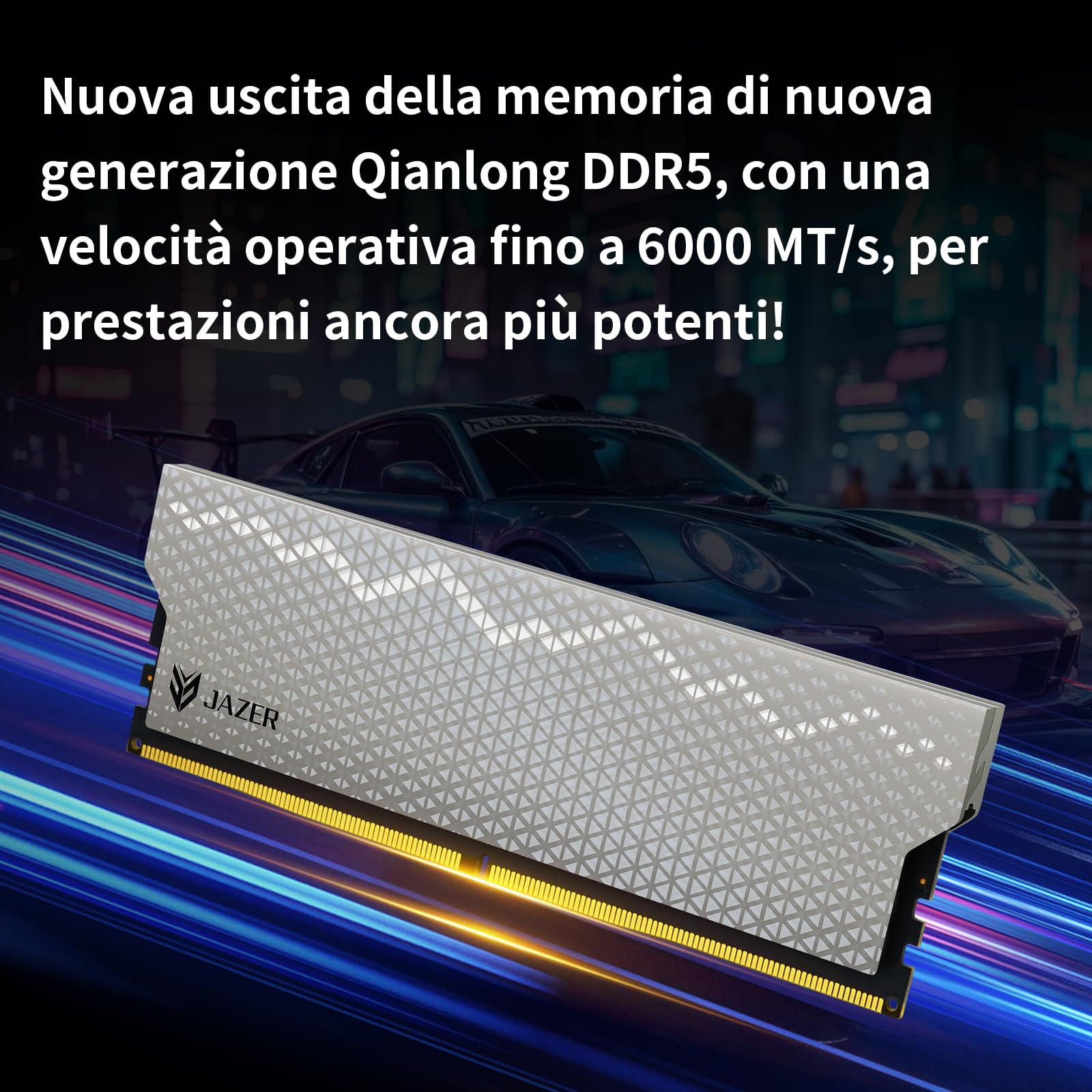 JAZER RAM DDR5 32GB Kit (2 x 16GB) 6000MHz CL36, Memoria Desktop per PC da Gioco, DIMM 288-Pins 1.35V