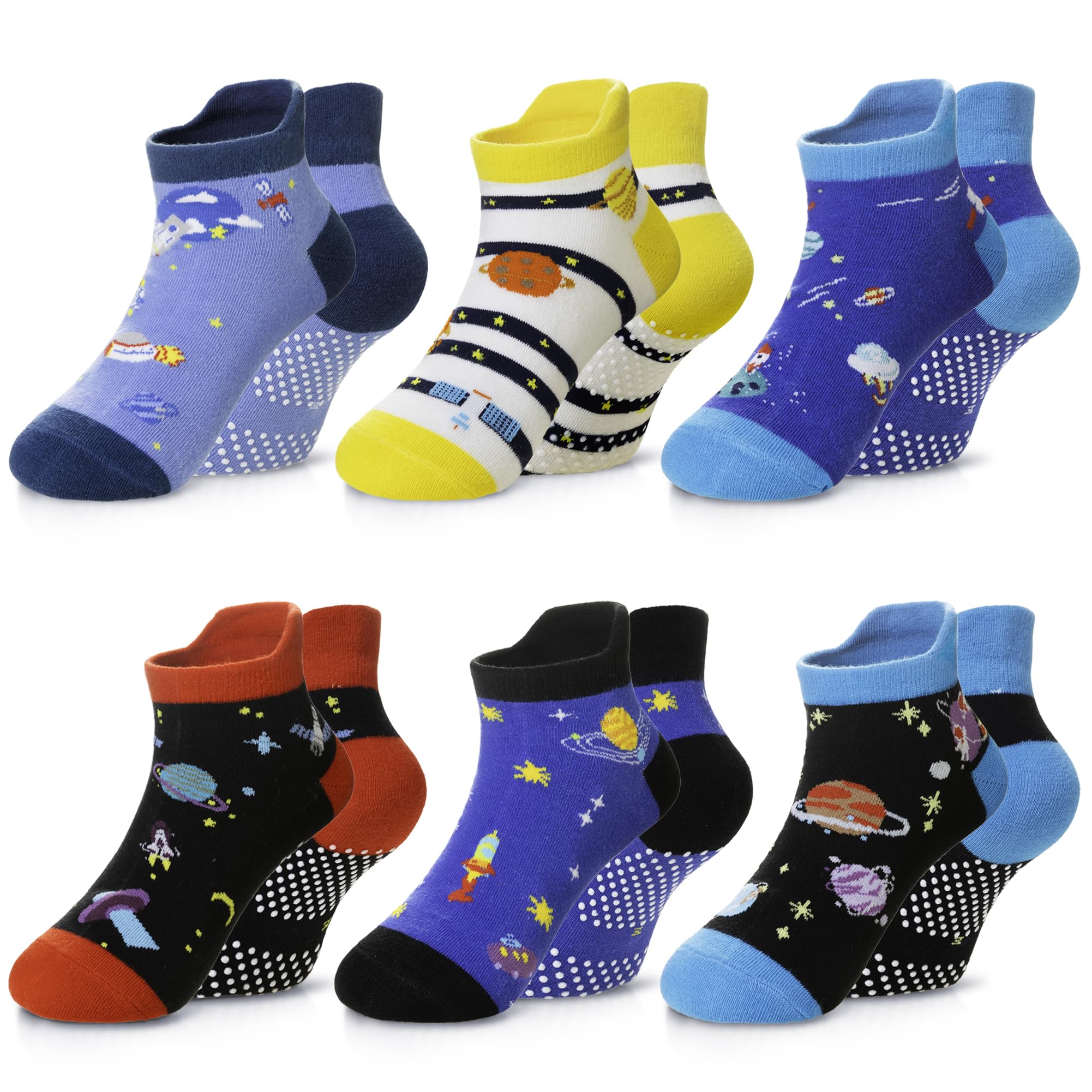Eyean Kids Ankle Cotton Socks Cute Animal Pattern Soft Non Slip Boys Girls No Show Socks 6 Pairs