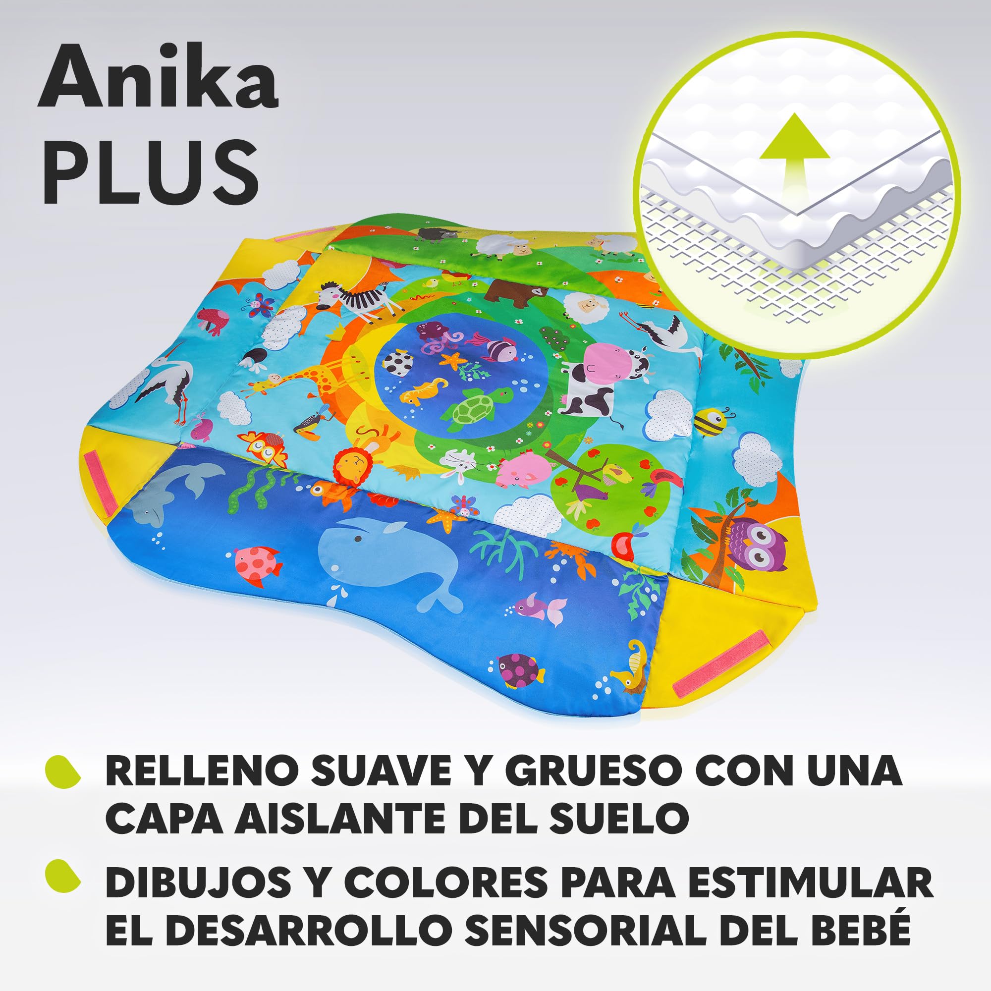 lionelo Anika 2en1 Gimansio de Actividades 4 Juguetes Colgantes sonajeros 2 Arcos Manta Juegos bebé Función de Parque de Juegos Almohada de Apoyo para Bebe Educativa