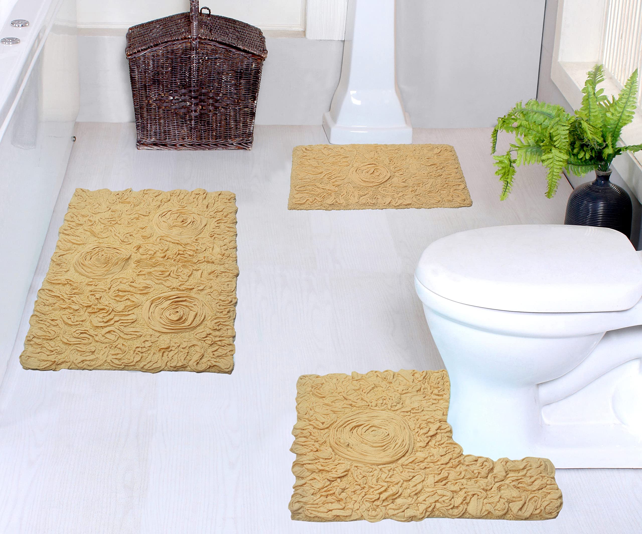Home Weavers Bell Flower Collection 100% Cotton Tufted Bath Rugs, Extra Soft and Absorbent Bath Rugs, Non-Slip Bath Mats, Machine Washable, Bathroom
