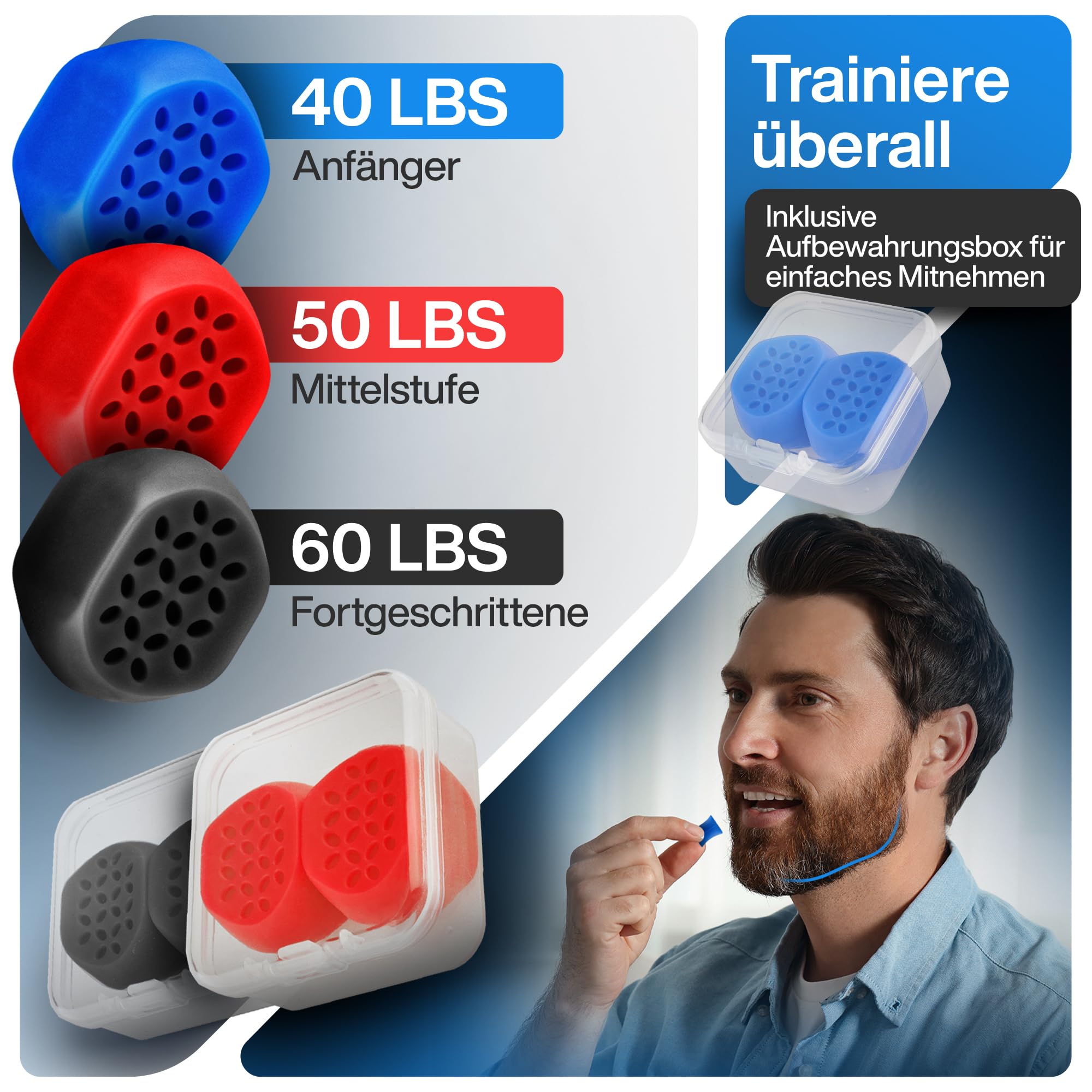 EZOT Jawline Trainer - Entrenador de mandíbula para hombres y mujeres, define la línea de la mandíbula y el entrenamiento facial con tóner jawliner, jaw exerciser para eliminar la papada, tres niveles
