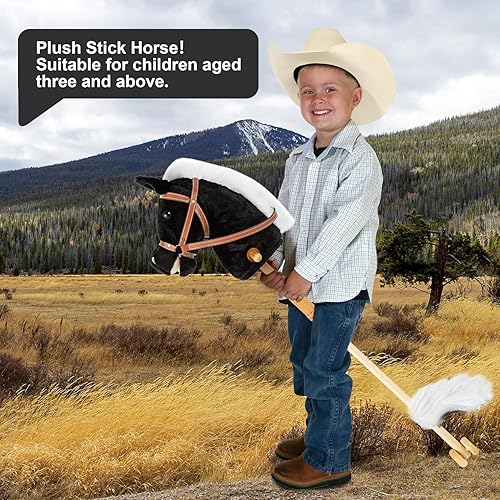 Miniatura 6 de Morytale Palo de equitación de felpa de 39 pulgadas caballo de palo proporciona un divertido juego de simulación para niños pequeños y preescolares