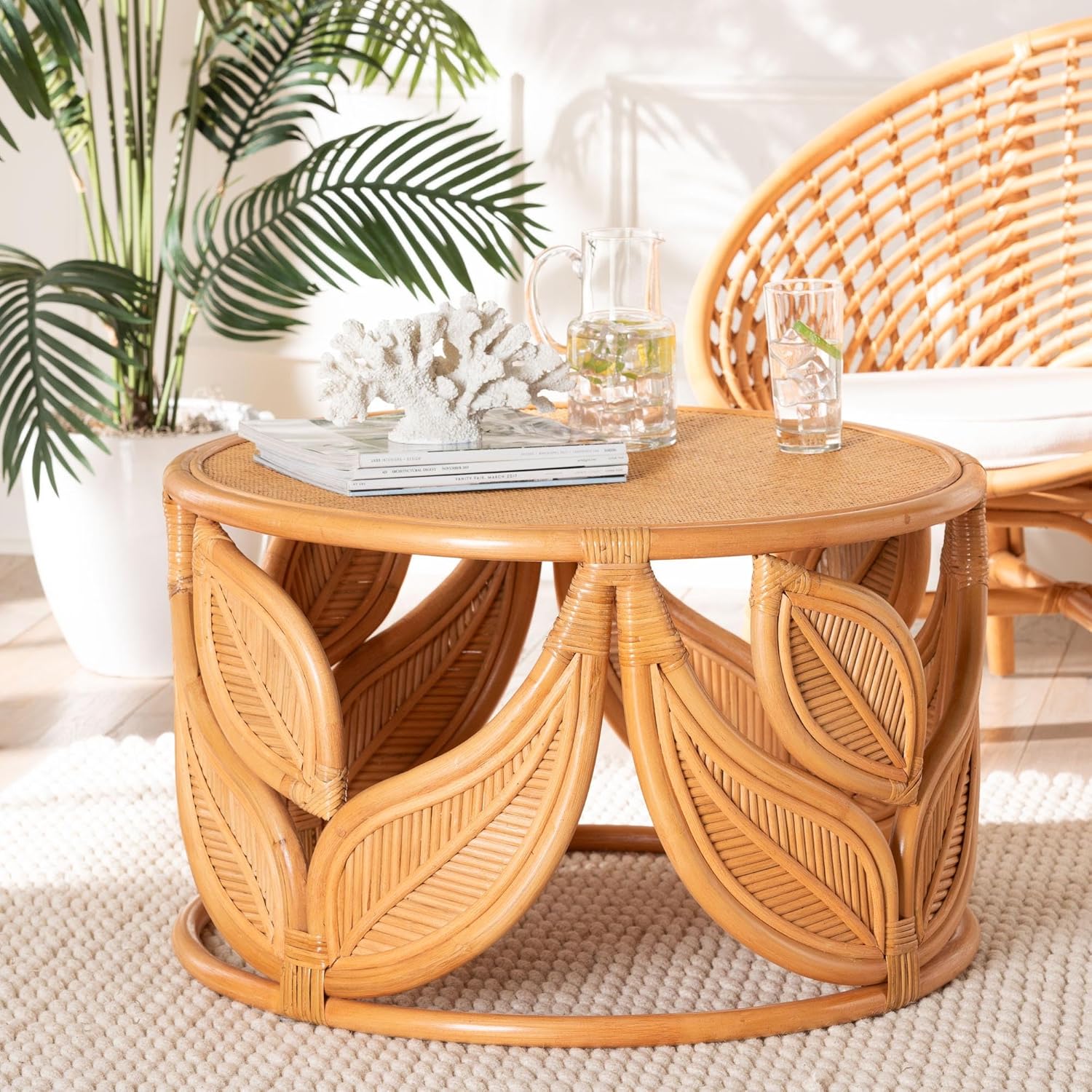 Bali & pari Raflesia Modern Bohemian Natural Rattan Coffee Table