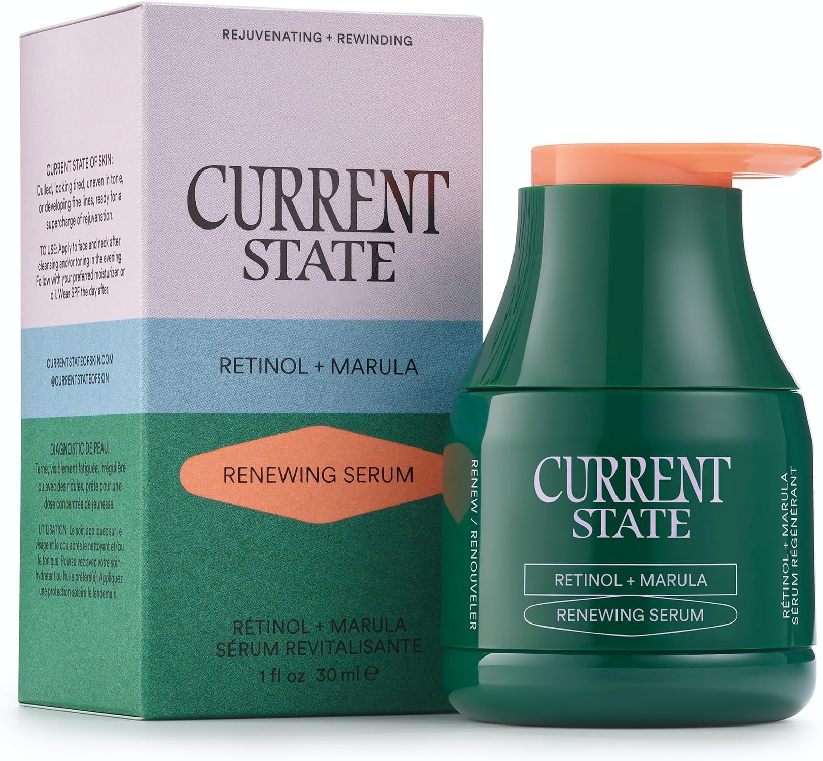 Current State Retinol Serum for Face - Powerful, Gentle Dark Spot Remover, Night Serum with Kojic Acid & Marula Oils, Moisturizing Barrier Protection, Smooth Fine Lines & Brighten, 1 fl oz.