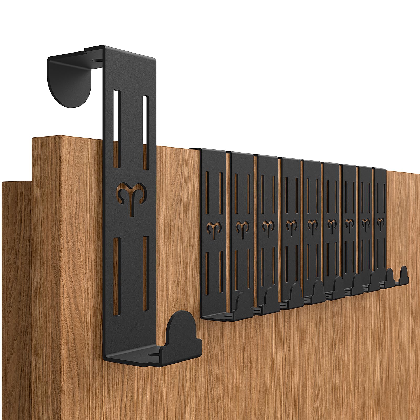 Quirlig Türhaken zum Einhängen, 10er Set Kleiderhaken Solide Haken Tür, Vielseitige Türgarderobe zum Einhängen Flexible Tür Garderobe Türhaken für Wohnung Haus Büro - Schwarz