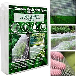 FARAER Garden Netting 10x33ft Ultra Fine Mesh Plant Cover - Protects Vegetables Fruits Flowers from Pests Birds Hail