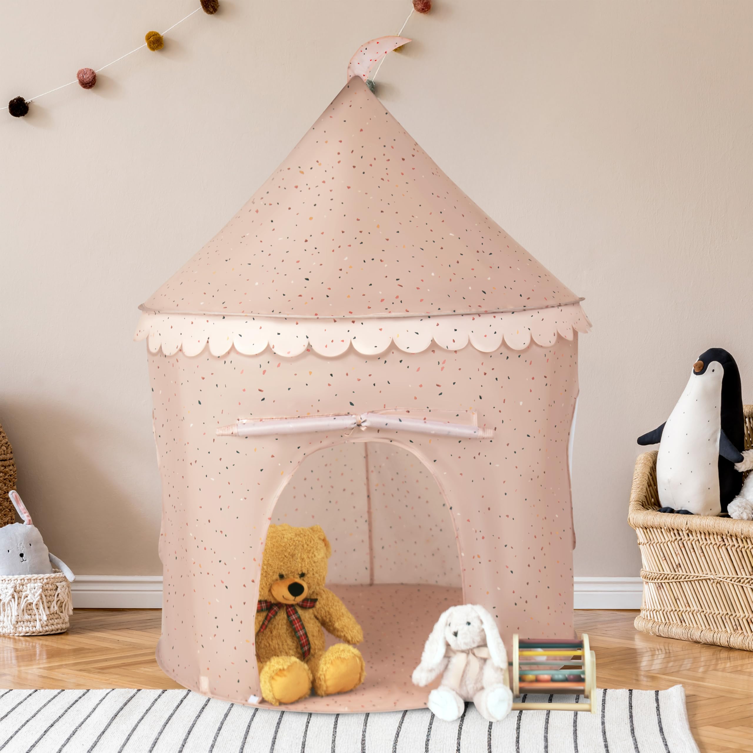 Relsy Kids Pop Up Play Tent And Tunnel, Indoor/Outdoor Childs Playhouse Alabama Clay Terrazzo Style - Image 2