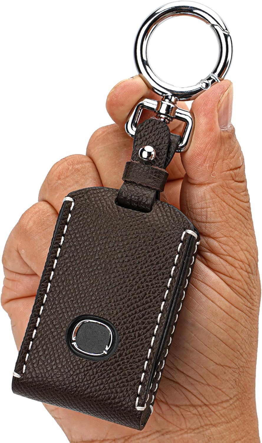 Genuine Leather Remote Key Case Cover Protector Comaptible with Mazda 3, Mazda 6, CX-5, CX-50, CX-3, CX-30, CX-9, CX-90, CX-70, 4-Button (Dark Brown)